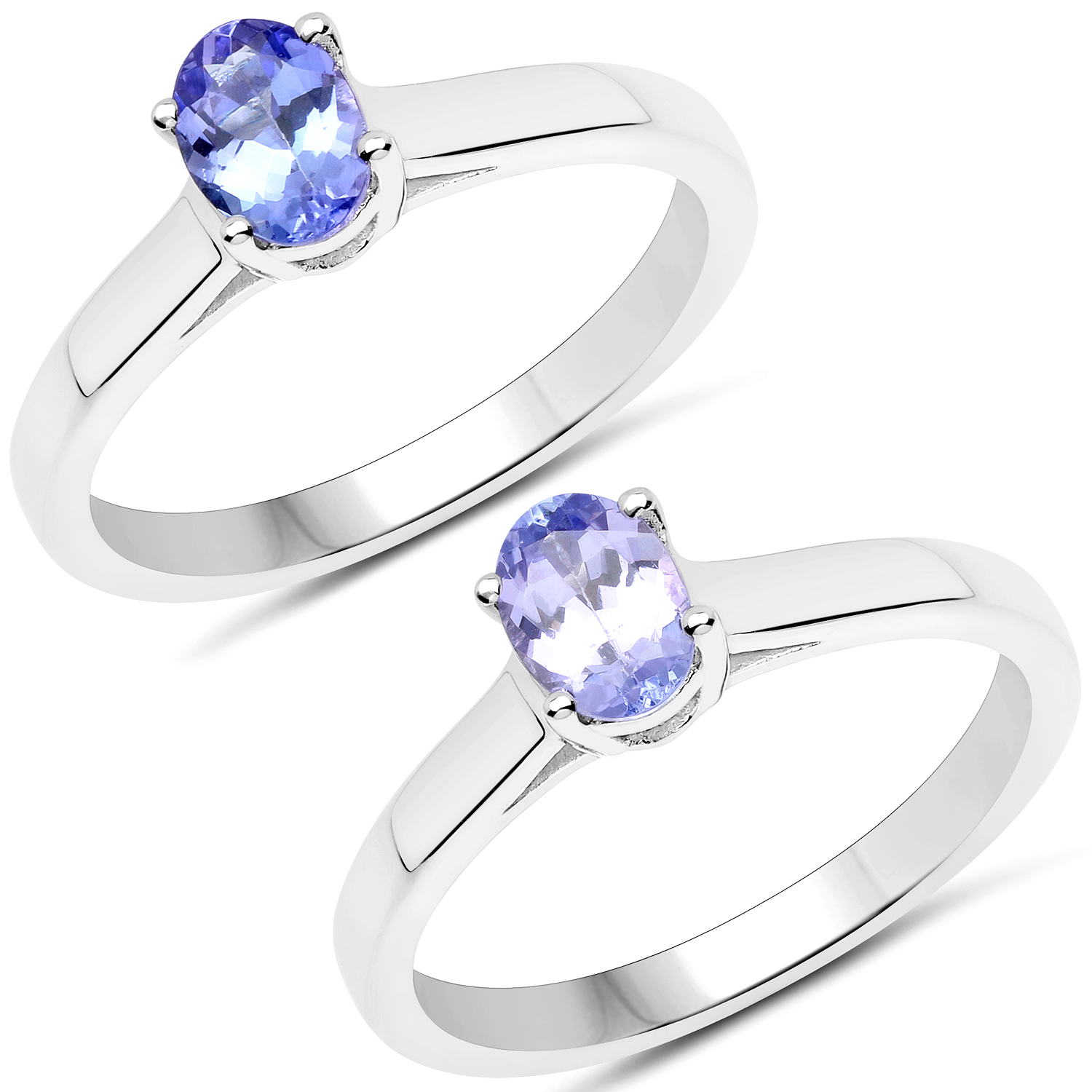 0.60 Carat Genuine Tanzanite .925 Sterling Silver Ring