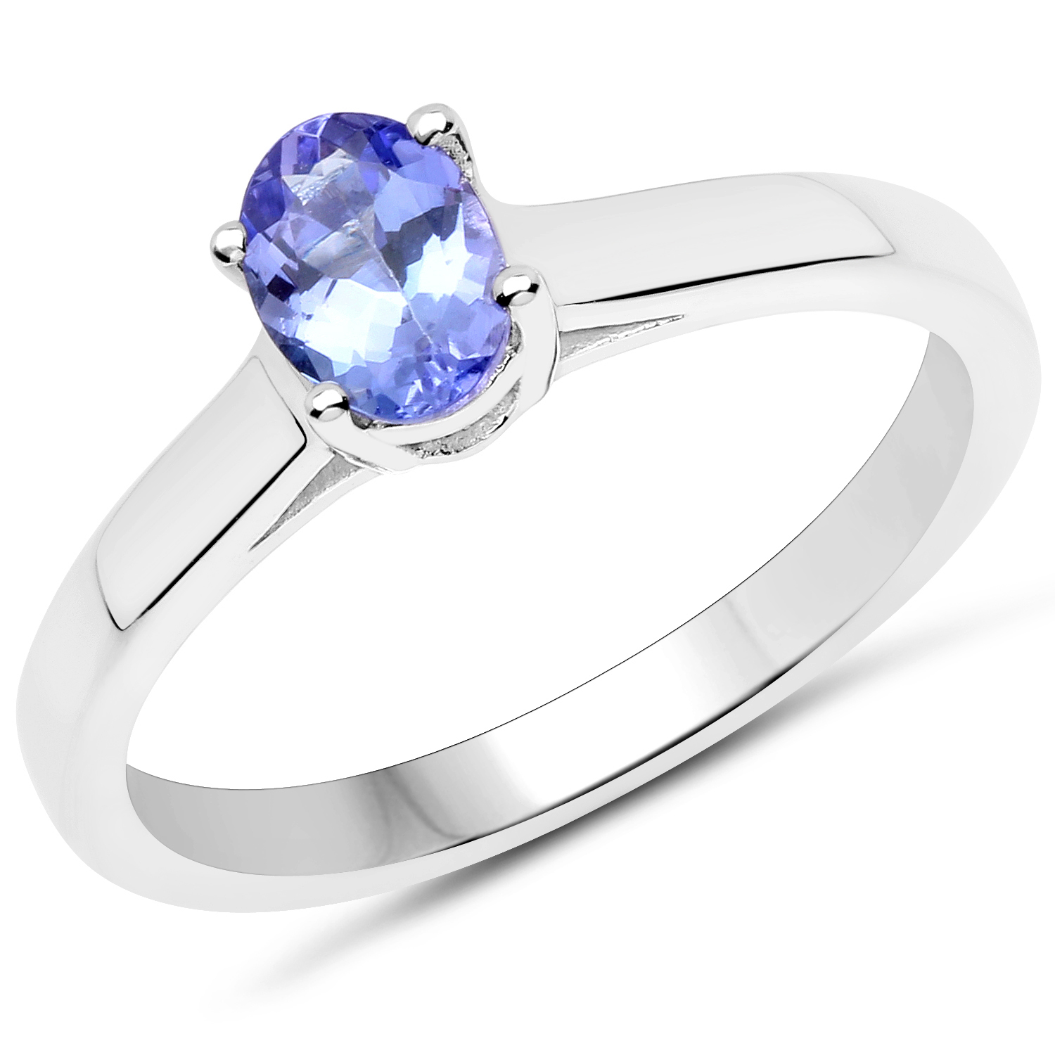 0.60 Carat Genuine Tanzanite .925 Sterling Silver Ring