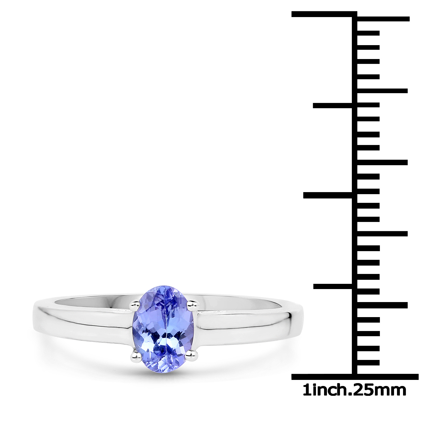 0.60 Carat Genuine Tanzanite .925 Sterling Silver Ring
