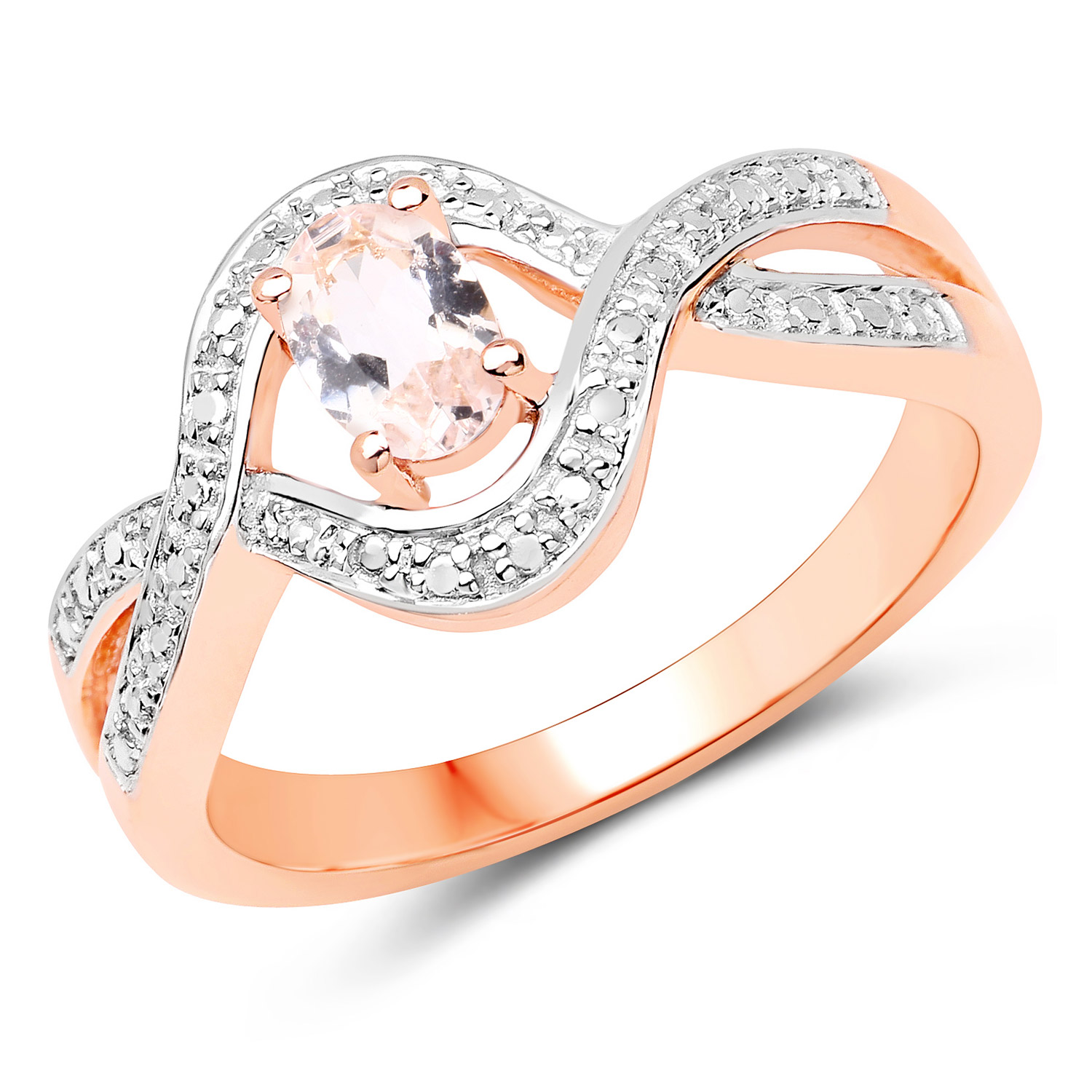 0.40 Carat Genuine Morganite .925 Sterling Silver Ring
