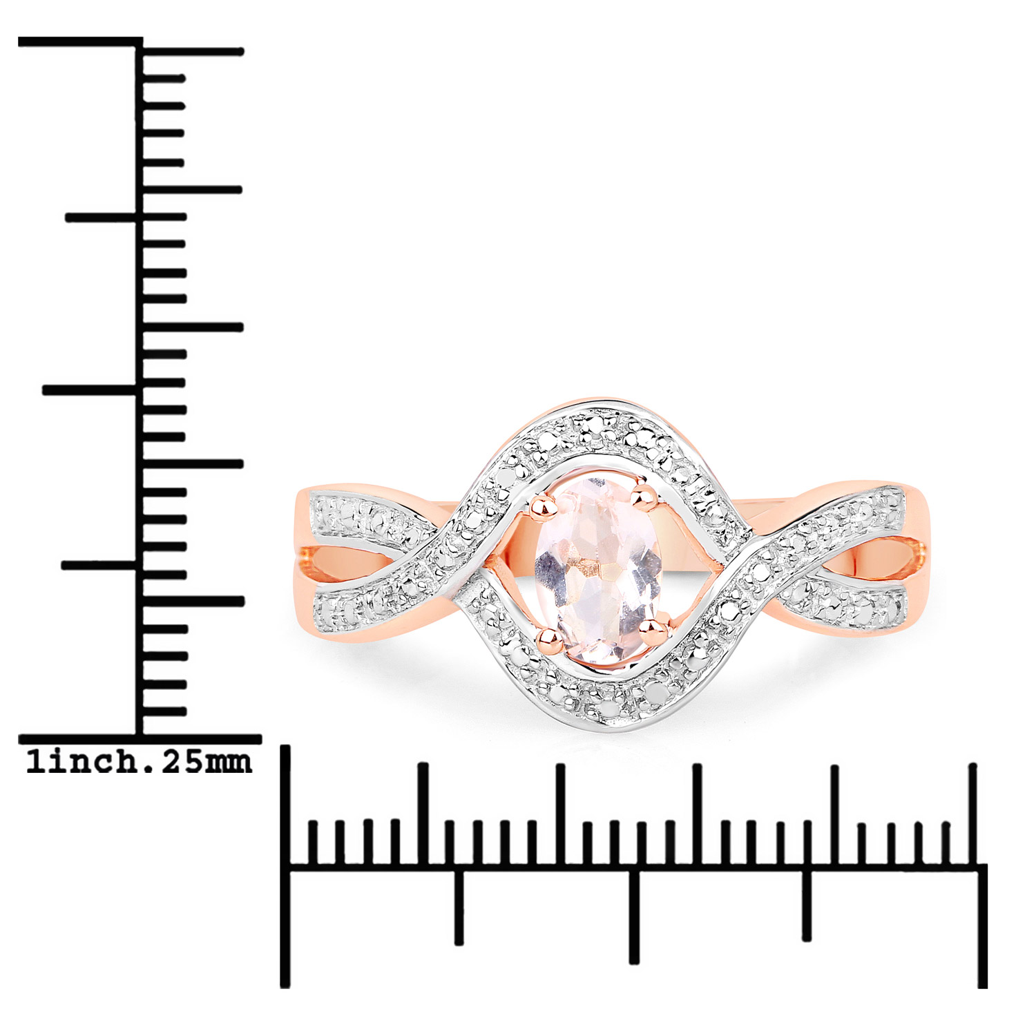 0.40 Carat Genuine Morganite .925 Sterling Silver Ring