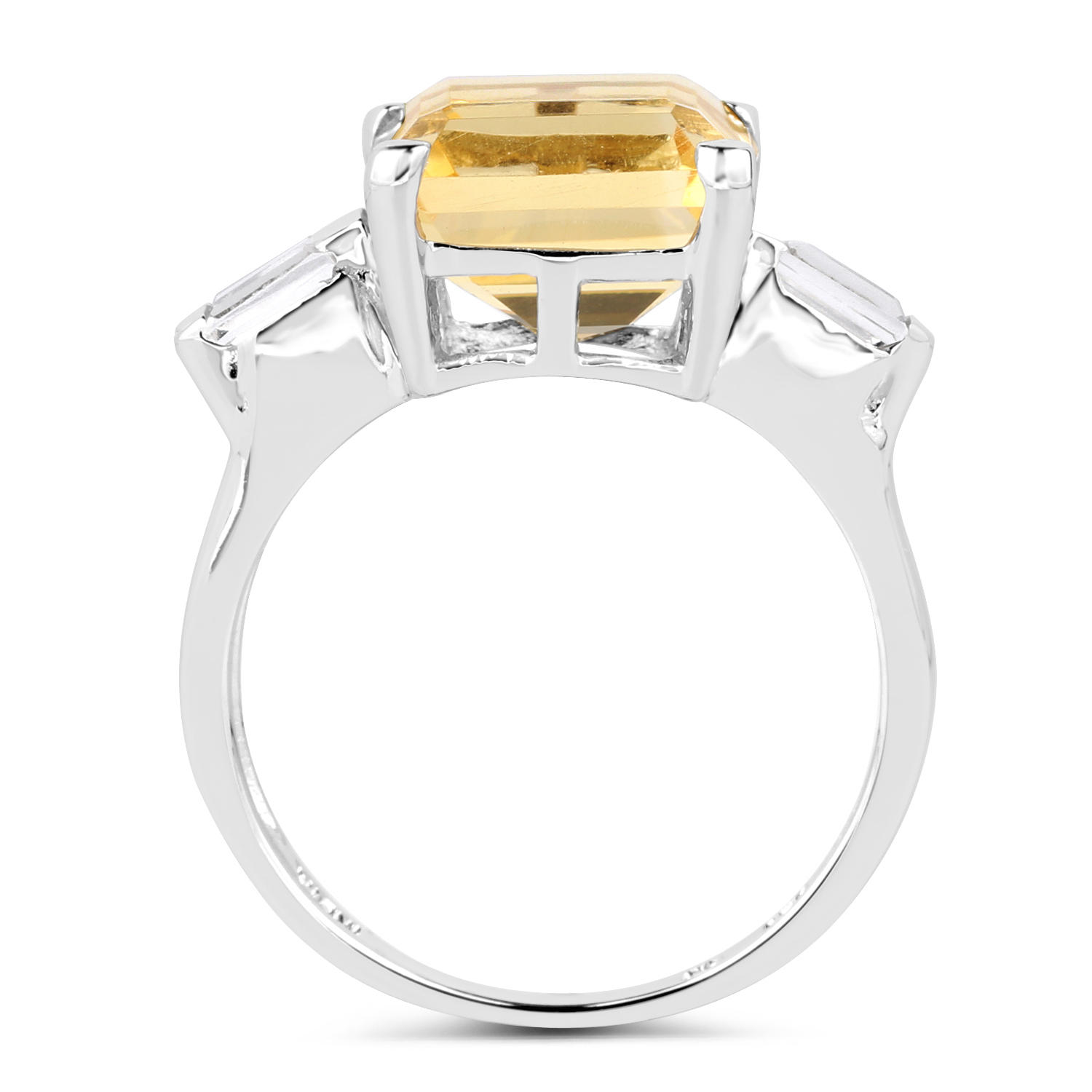4.88 Carat Genuine Citrine & White Topaz .925 Sterling Silver Ring