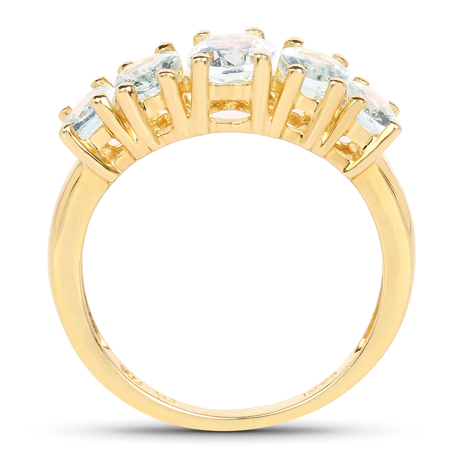 14K Yellow Gold Plated 2.13 Carat Genuine Aquamarine .925 Sterling Silver Ring