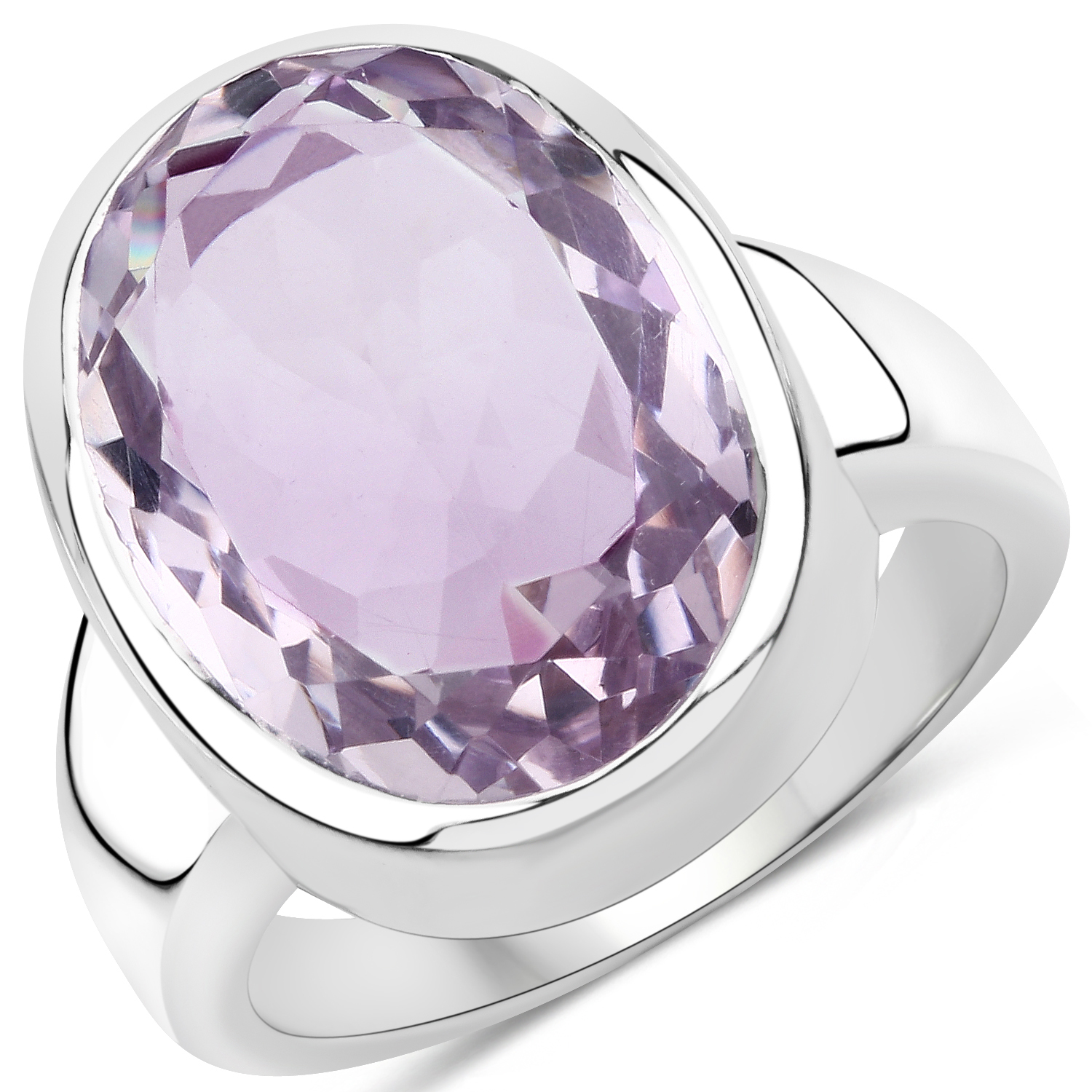 10.41 Carat Genuine Pink Amethyst .925 Sterling Silver Ring