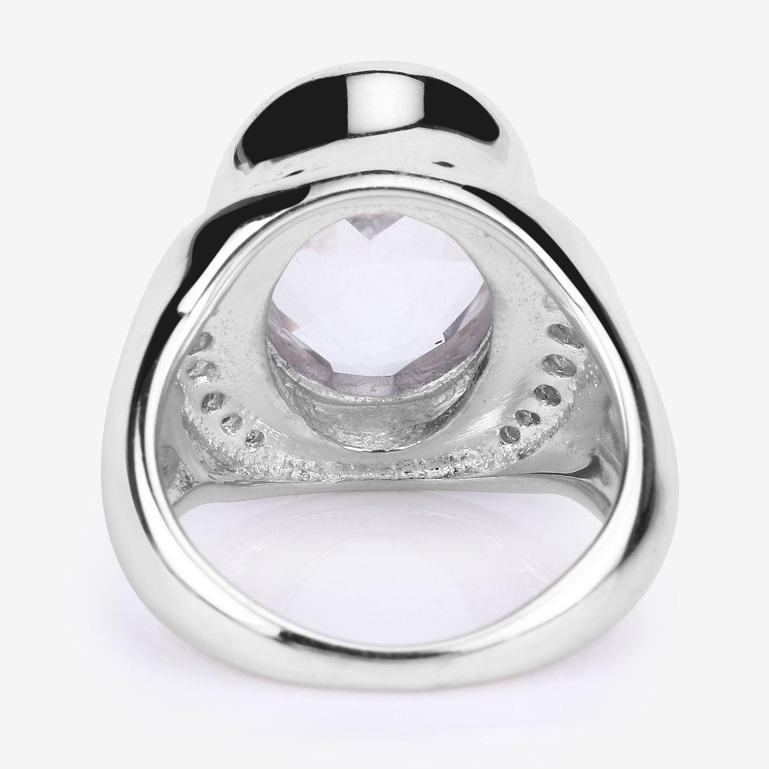 5.38 Carat Genuine Crystal Quartz and White Diamond .925 Sterling Silver Ring