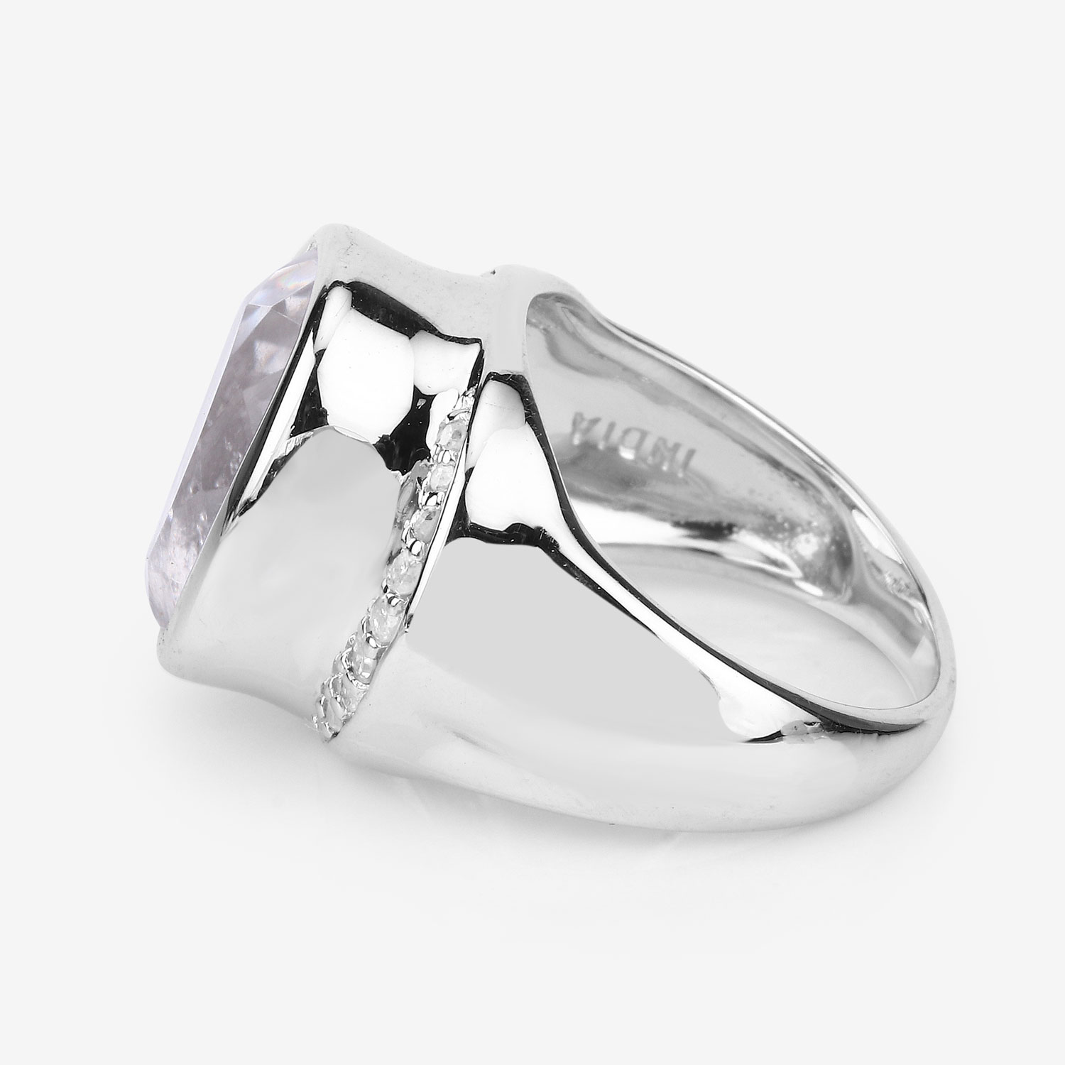 5.38 Carat Genuine Crystal Quartz and White Diamond .925 Sterling Silver Ring