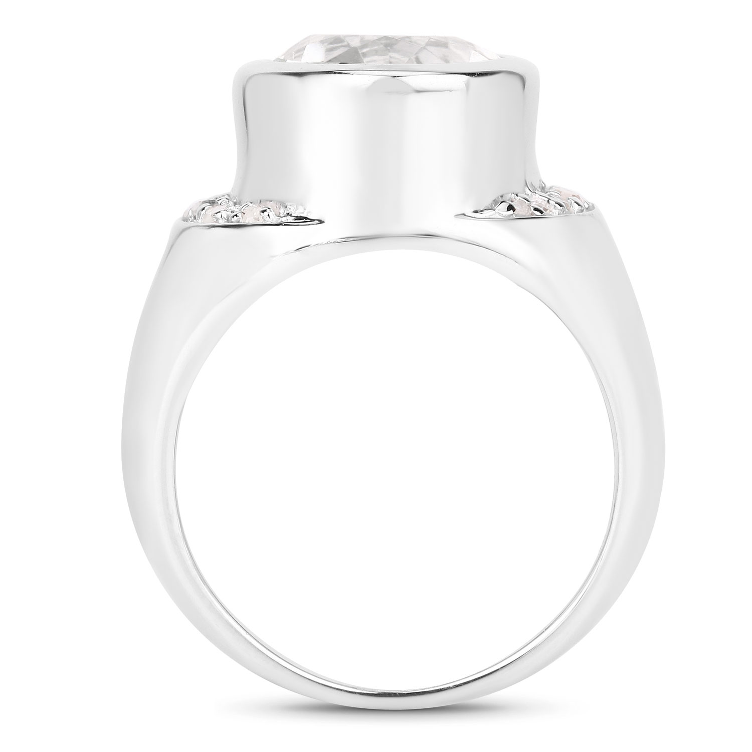 5.38 Carat Genuine Crystal Quartz and White Diamond .925 Sterling Silver Ring