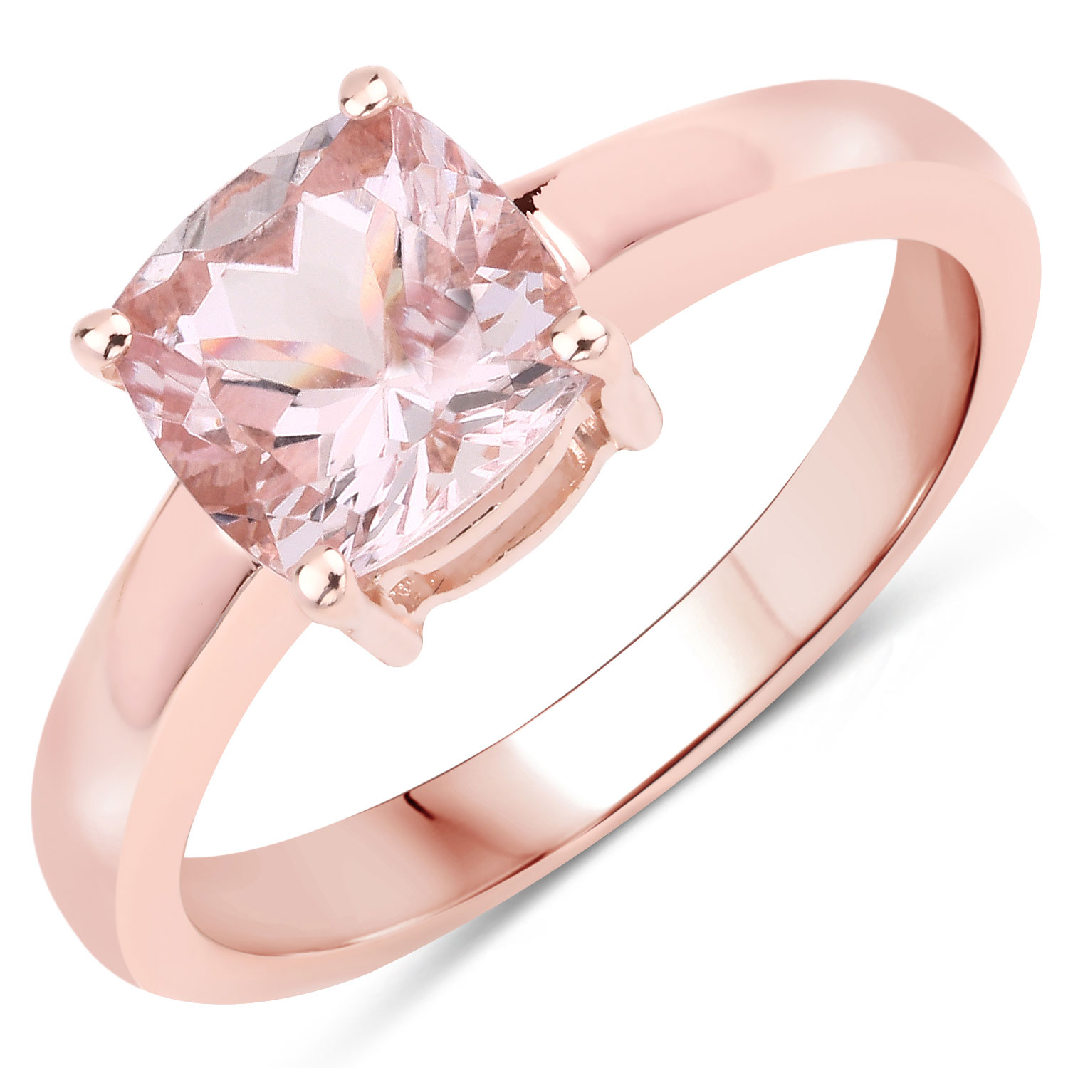 1.20 Carat Genuine Morganite .925 Sterling Silver Ring