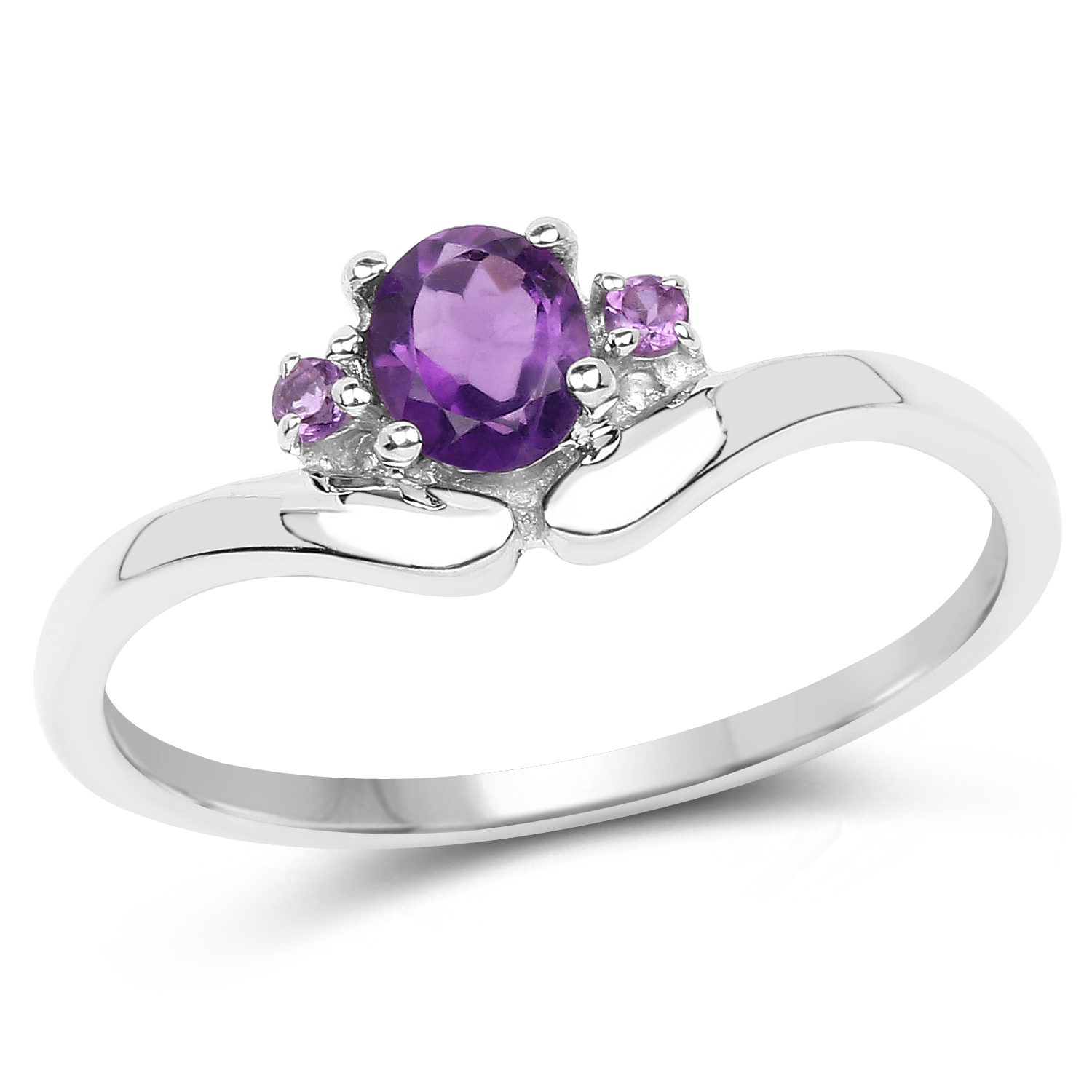 0.38 Carat Genuine Amethyst .925 Sterling Silver Ring