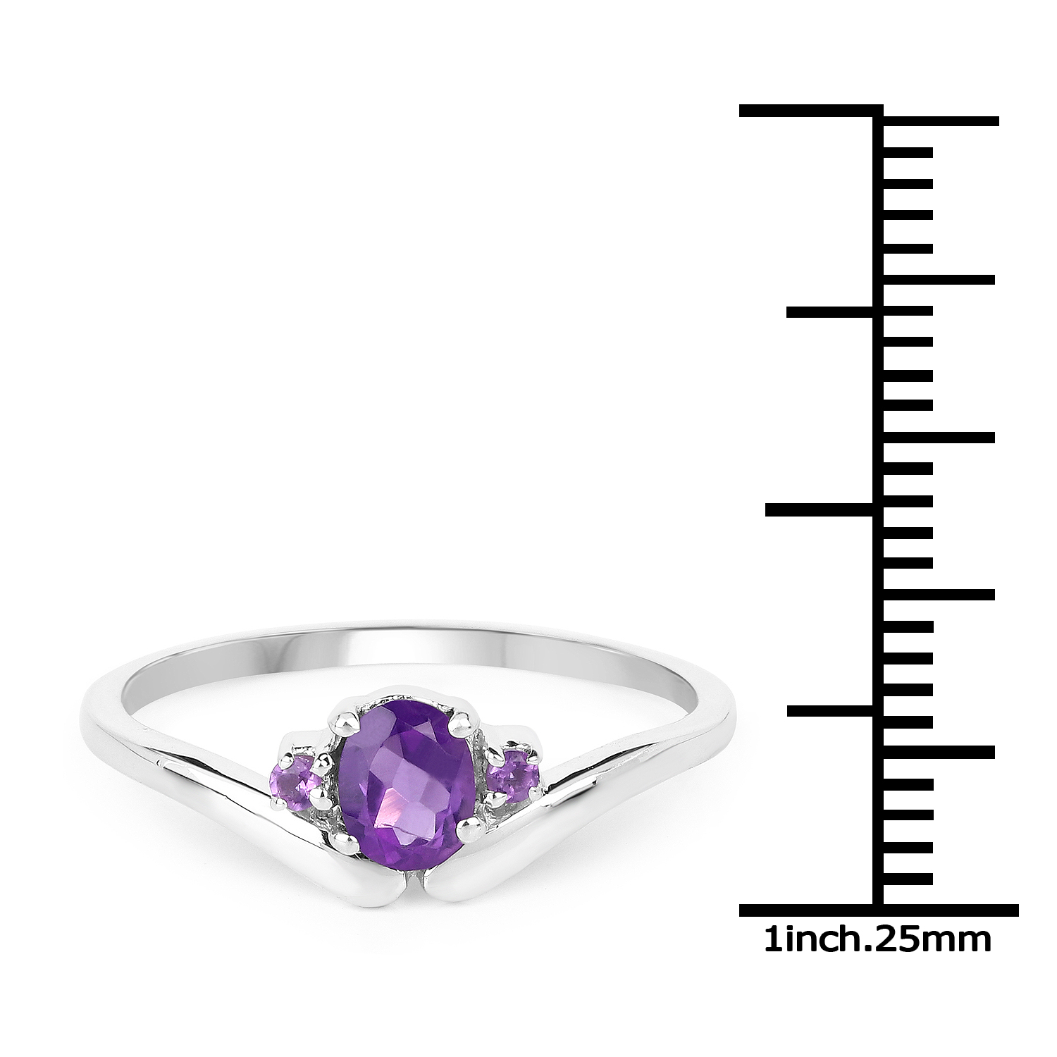 0.38 Carat Genuine Amethyst .925 Sterling Silver Ring