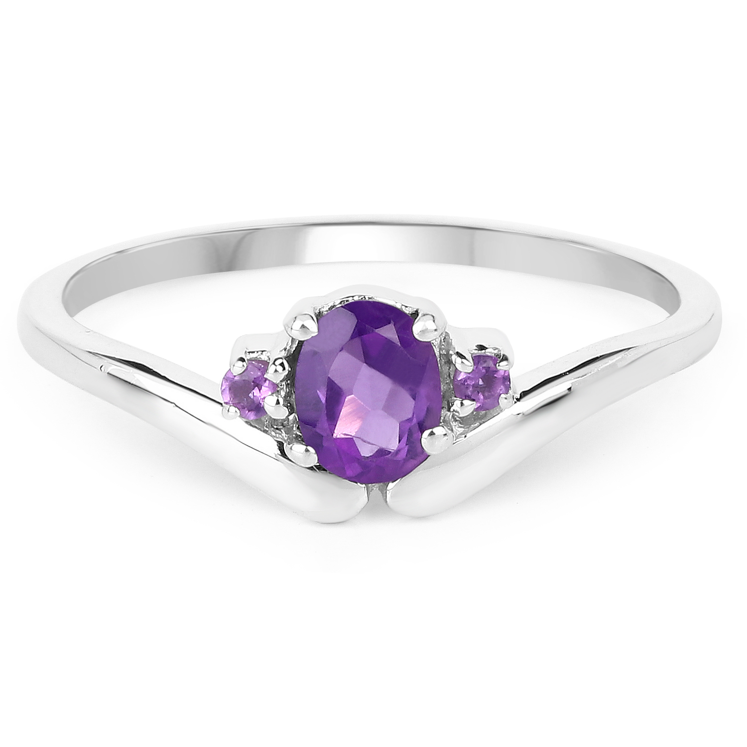 0.38 Carat Genuine Amethyst .925 Sterling Silver Ring