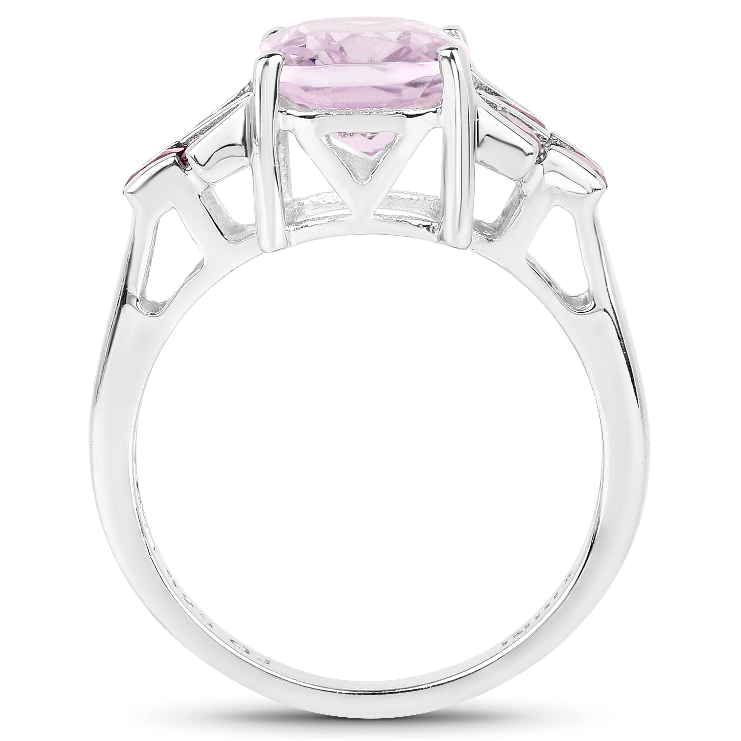 3.18 Carat Genuine Pink Amethyst and Rhodolite .925 Sterling Silver Ring
