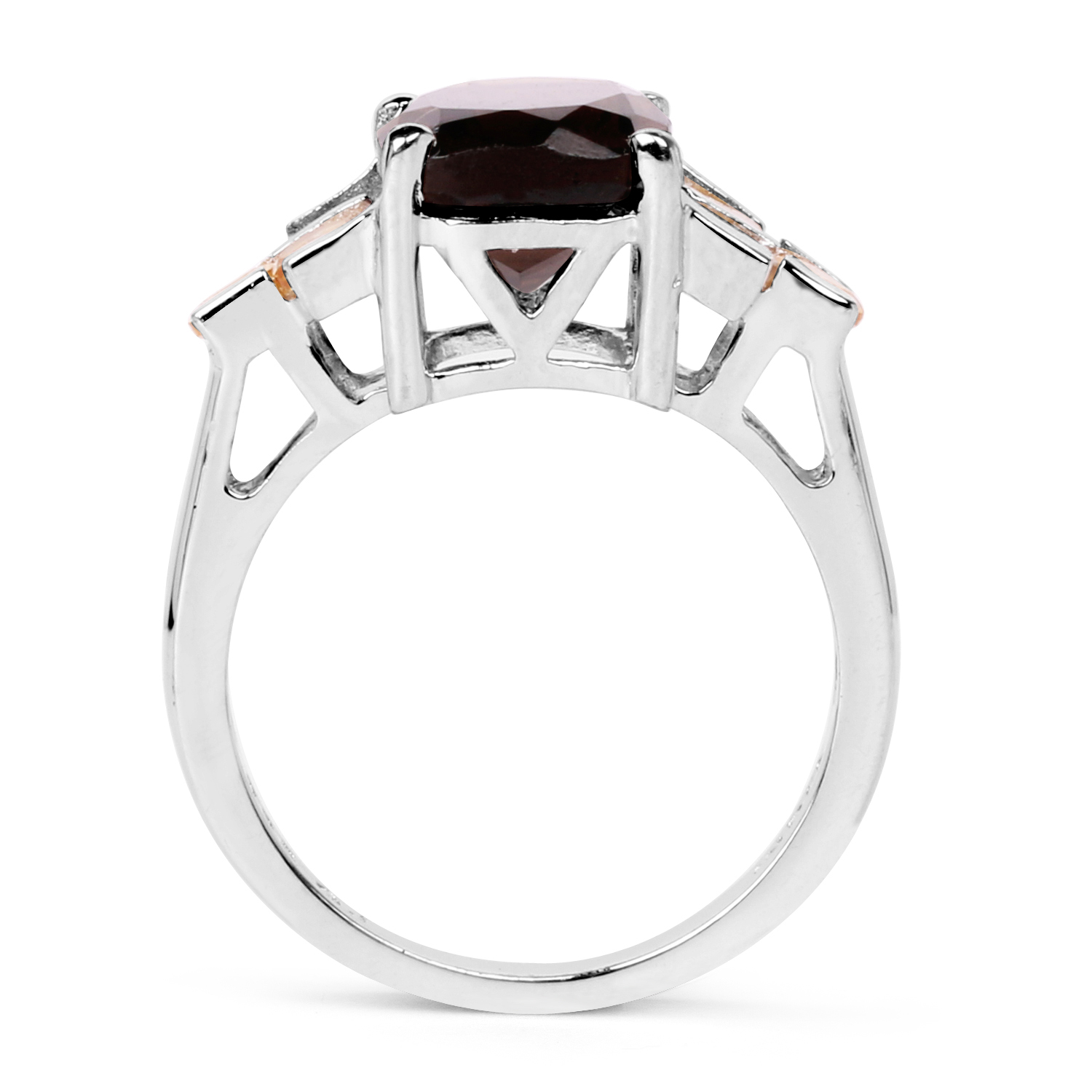 3.00 Carat Genuine Smoky Quartz & Citrine .925 Sterling Silver Ring