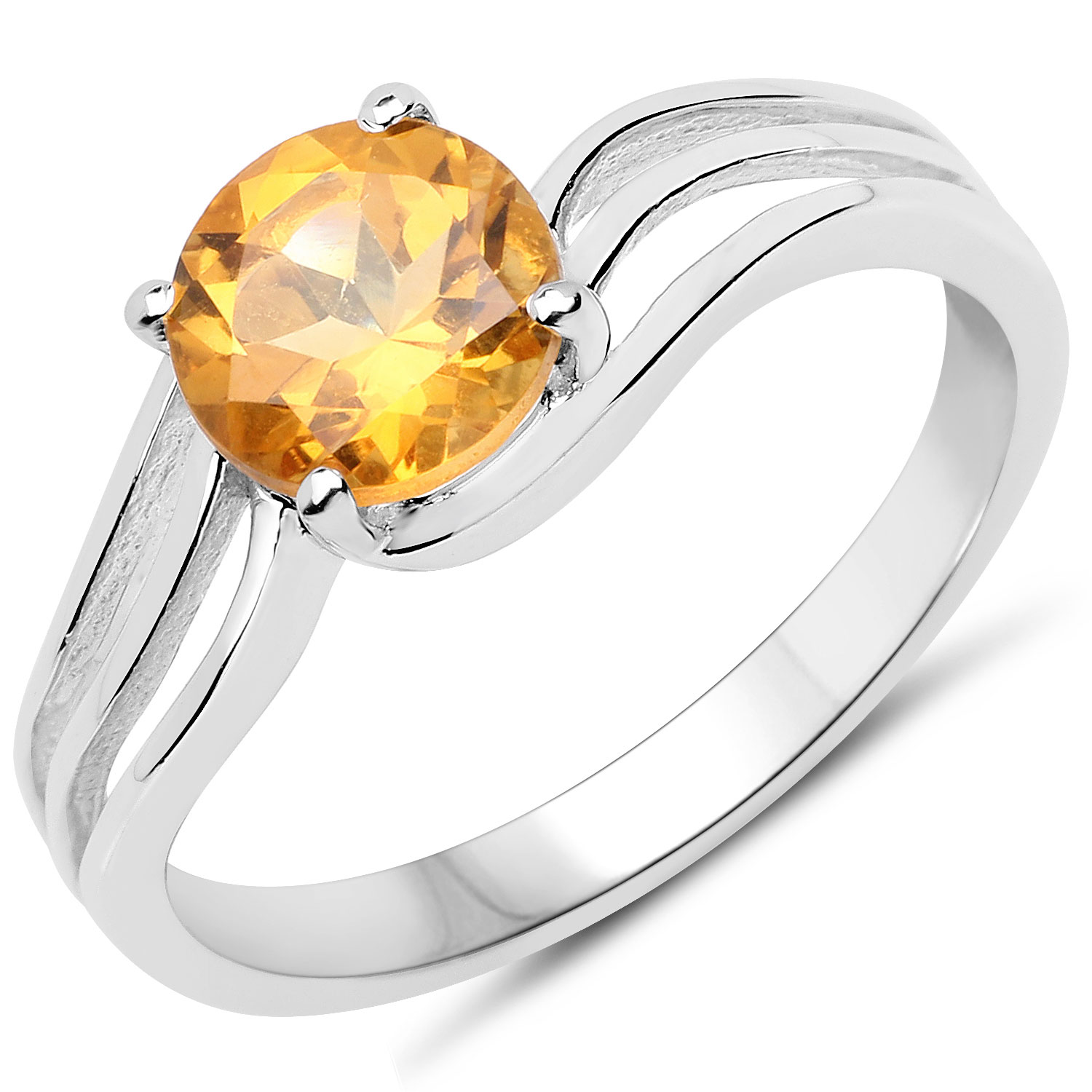 0.95 Carat Genuine Citrine .925 Sterling Silver Ring