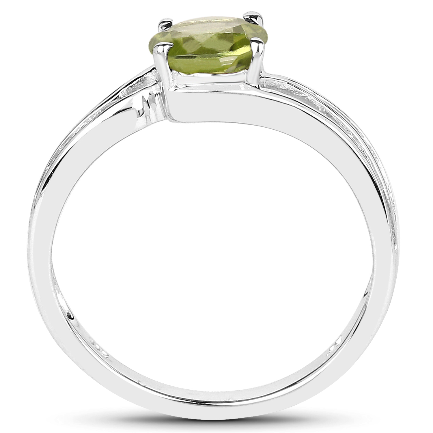 1.10 Carat Genuine Peridot .925 Sterling Silver Ring