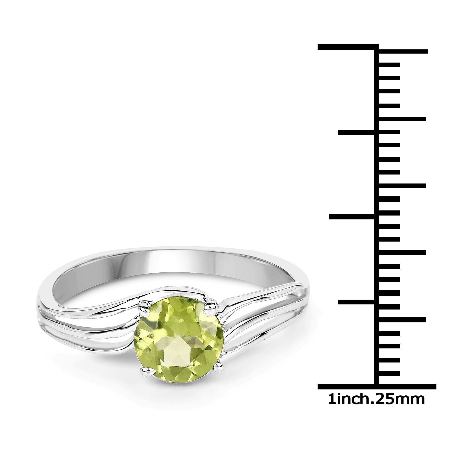 1.10 Carat Genuine Peridot .925 Sterling Silver Ring