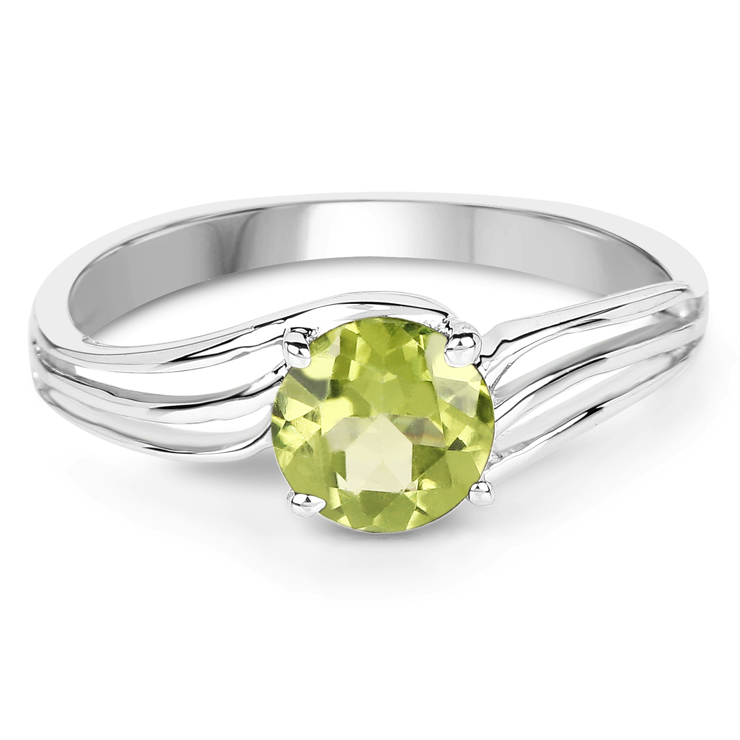1.10 Carat Genuine Peridot .925 Sterling Silver Ring