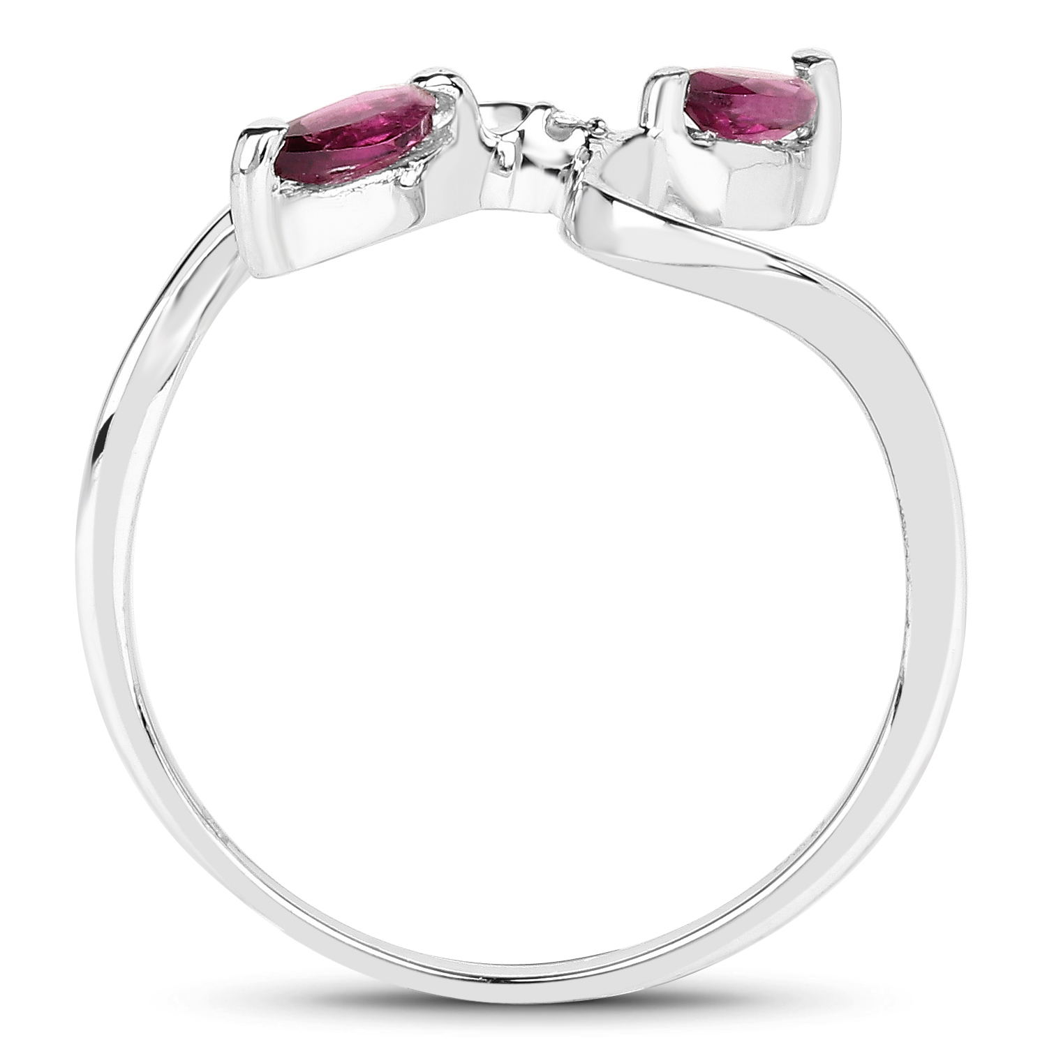 0.31 Carat Genuine Rhodolite and White Diamond .925 Sterling Silver Ring