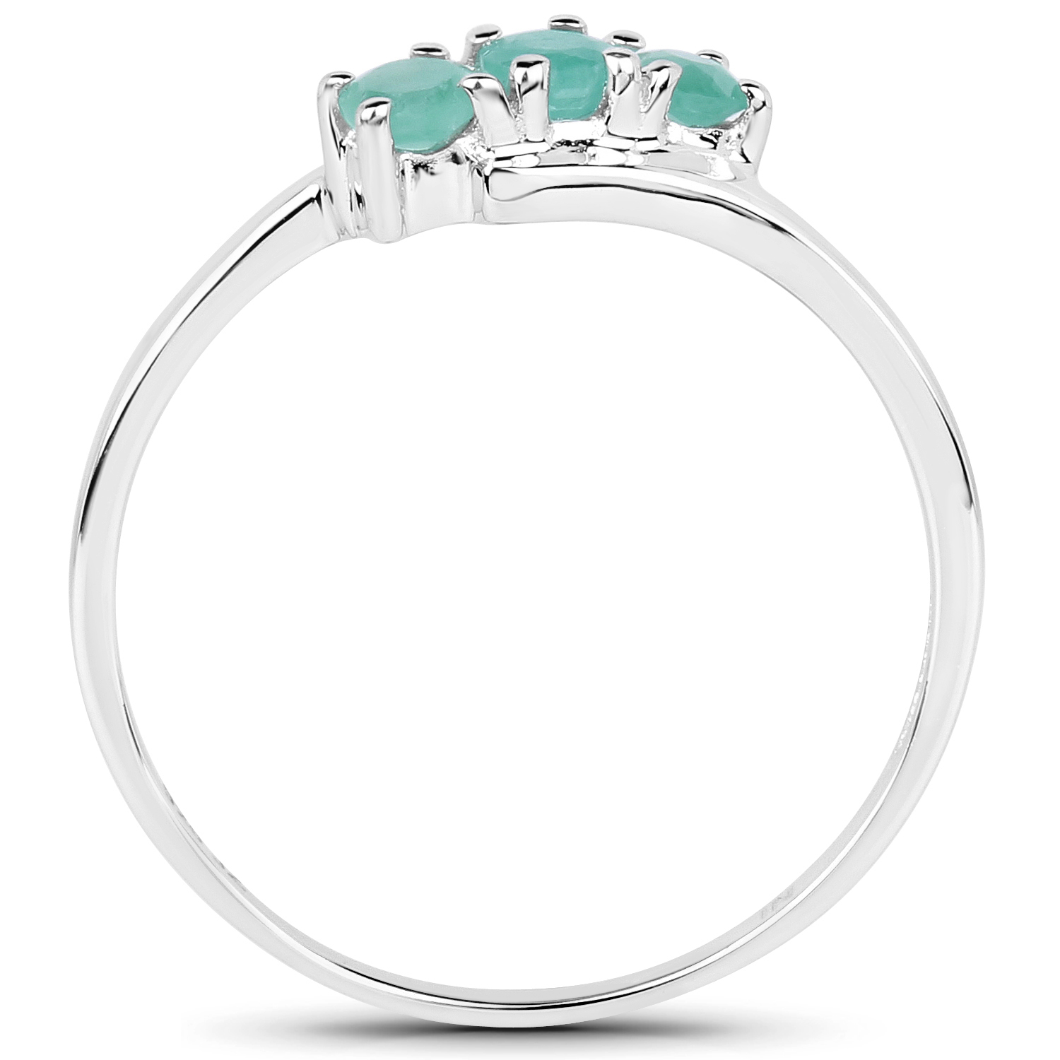 0.30 Carat Genuine Emerald .925 Sterling Silver Ring