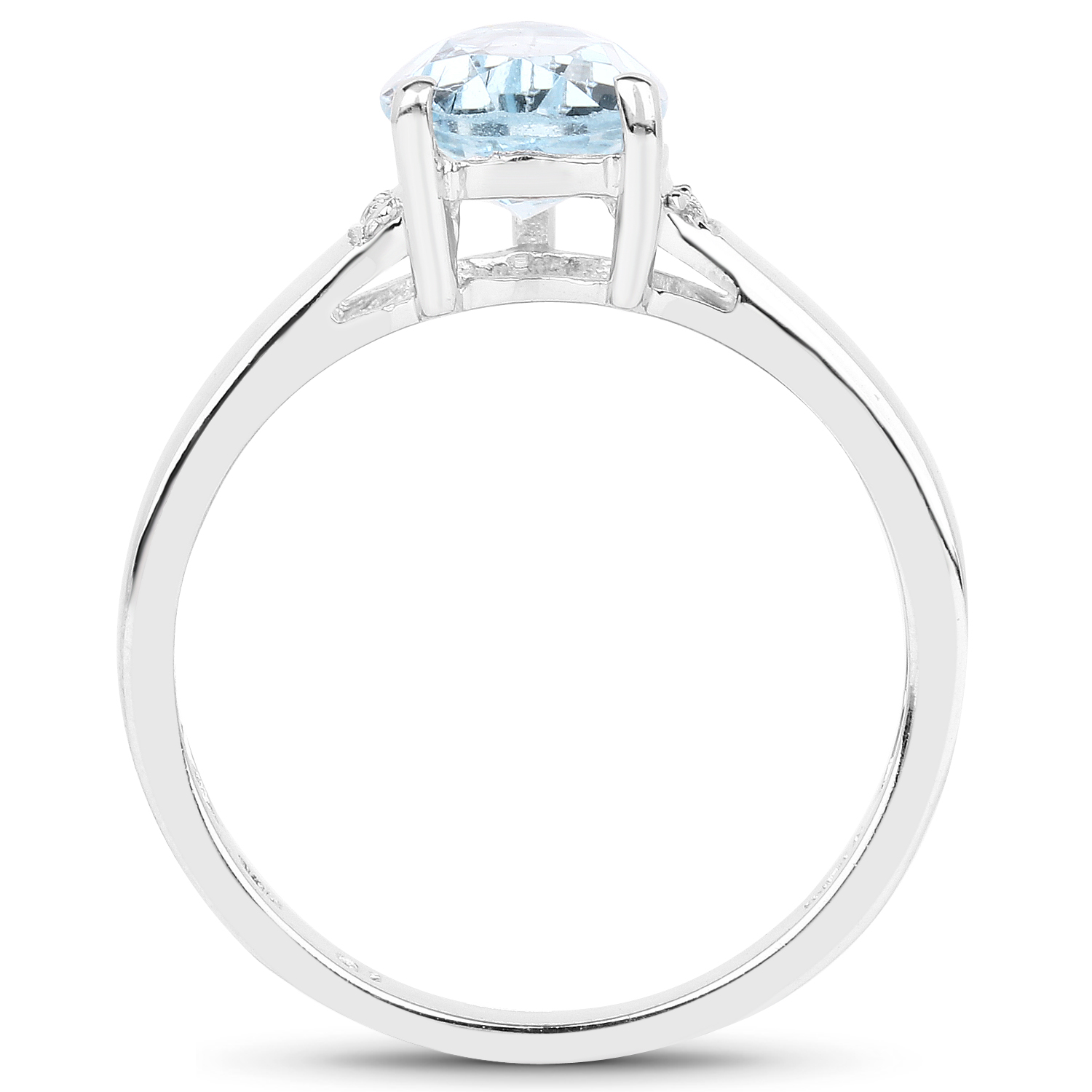 1.94 Carat Genuine Blue Topaz and White Topaz .925 Sterling Silver Ring