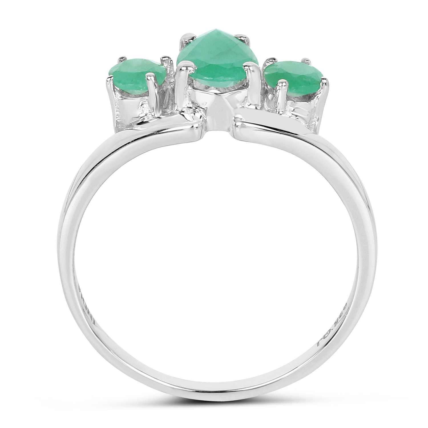0.96 Carat Genuine Emerald .925 Sterling Silver Ring