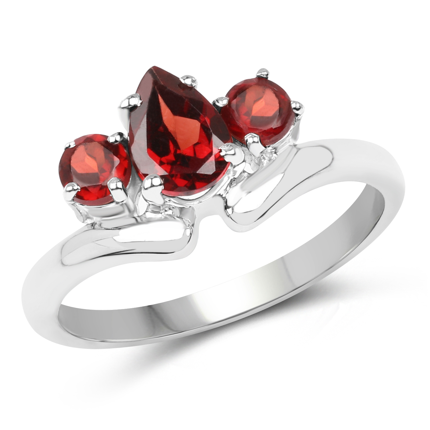 1.29 Carat Genuine Garnet .925 Sterling Silver Ring