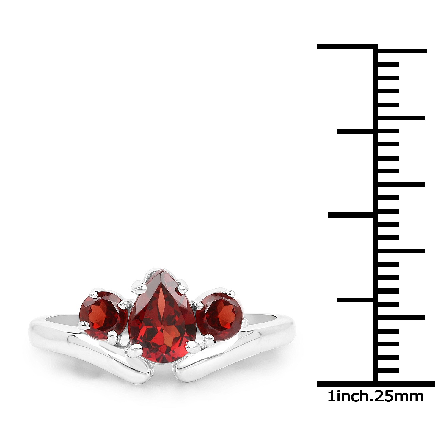 1.29 Carat Genuine Garnet .925 Sterling Silver Ring