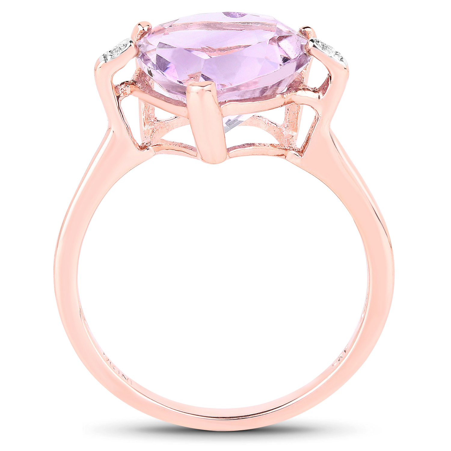 18K Rose Gold Plated 5.26 Carat Genuine Pink Amethyst and White Topaz .925 Sterling Silver Ring