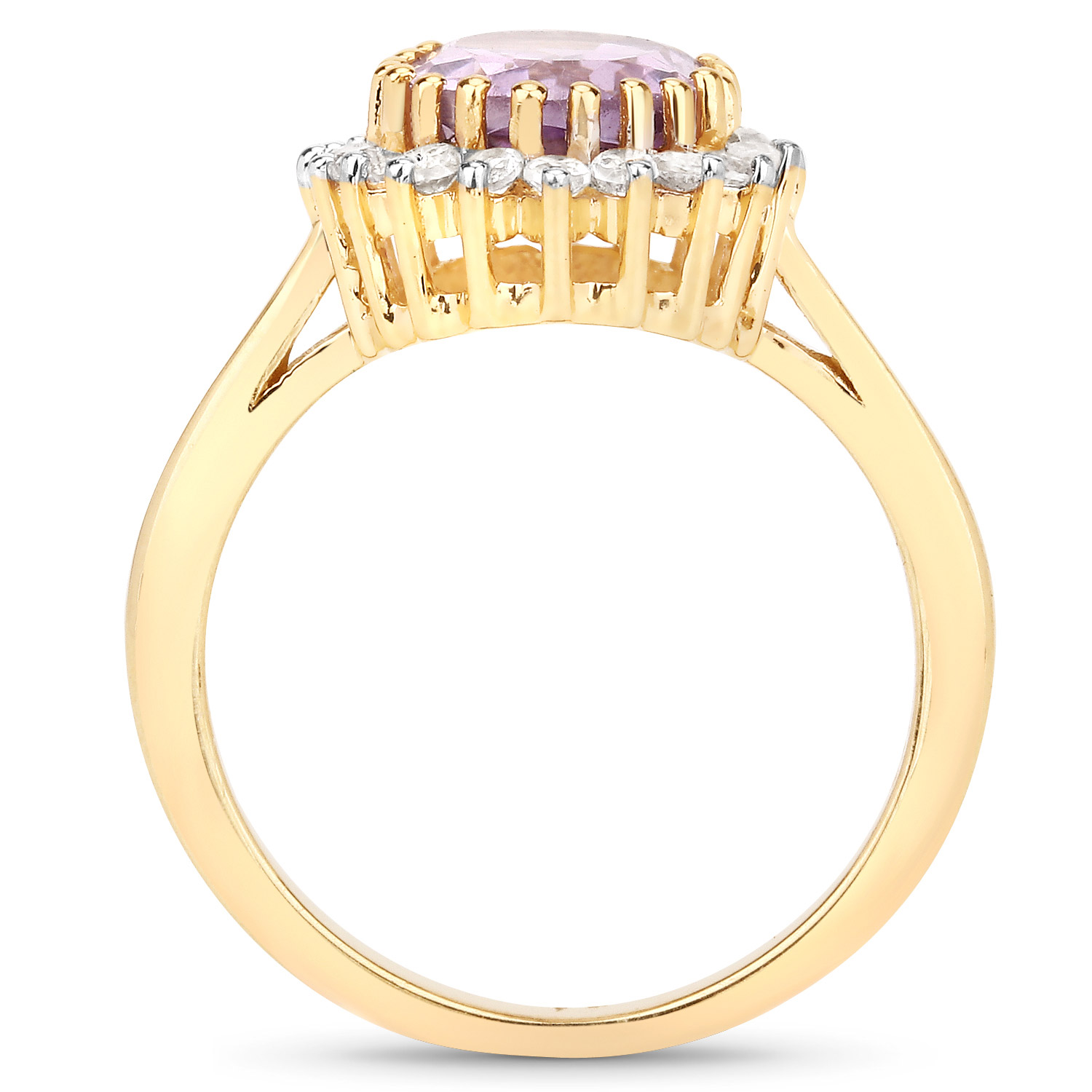 2.53 Carat Genuine Pink Amethyst and White Topaz .925 Sterling Silver Ring