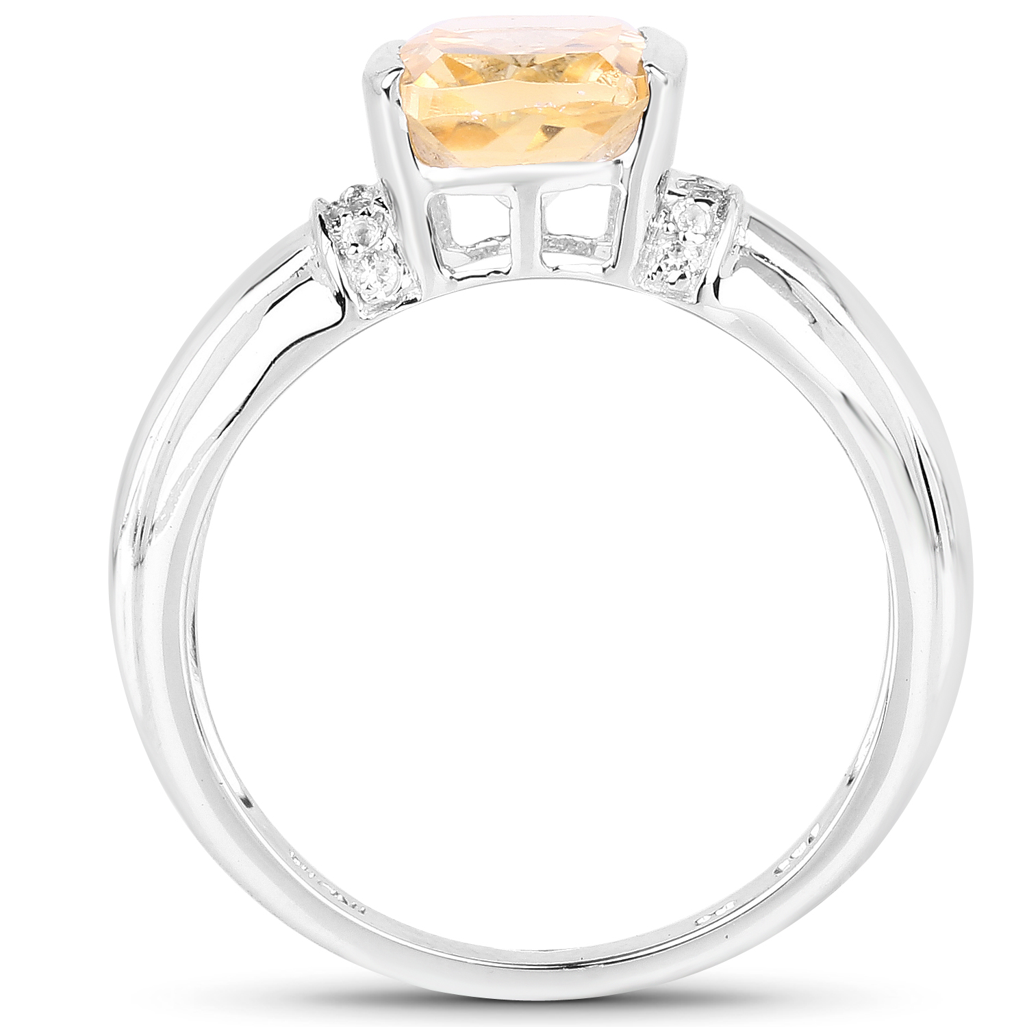 1.72 Carat Genuine Citrine and White Topaz .925 Sterling Silver Ring