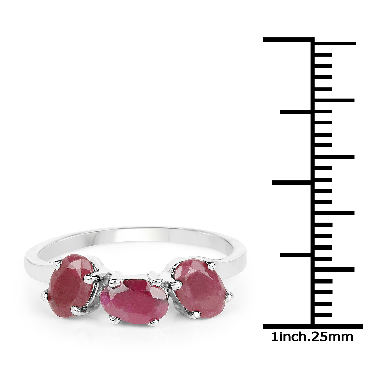 1.65 Carat Genuine Ruby .925 Sterling Silver Ring