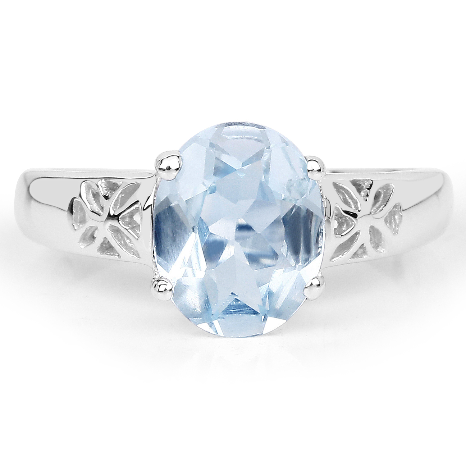 2.55 Carat Genuine Blue Topaz .925 Sterling Silver Ring