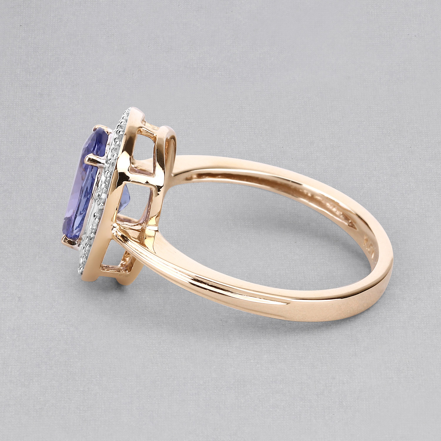 2.05 Carat Genuine Tanzanite and White Diamond 10K Yellow Gold Ring