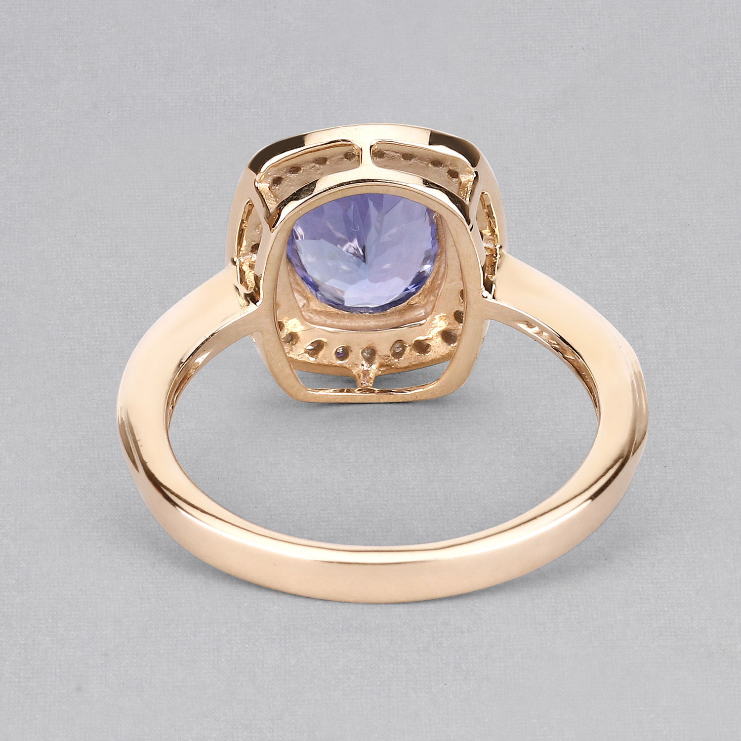 2.05 Carat Genuine Tanzanite and White Diamond 10K Yellow Gold Ring