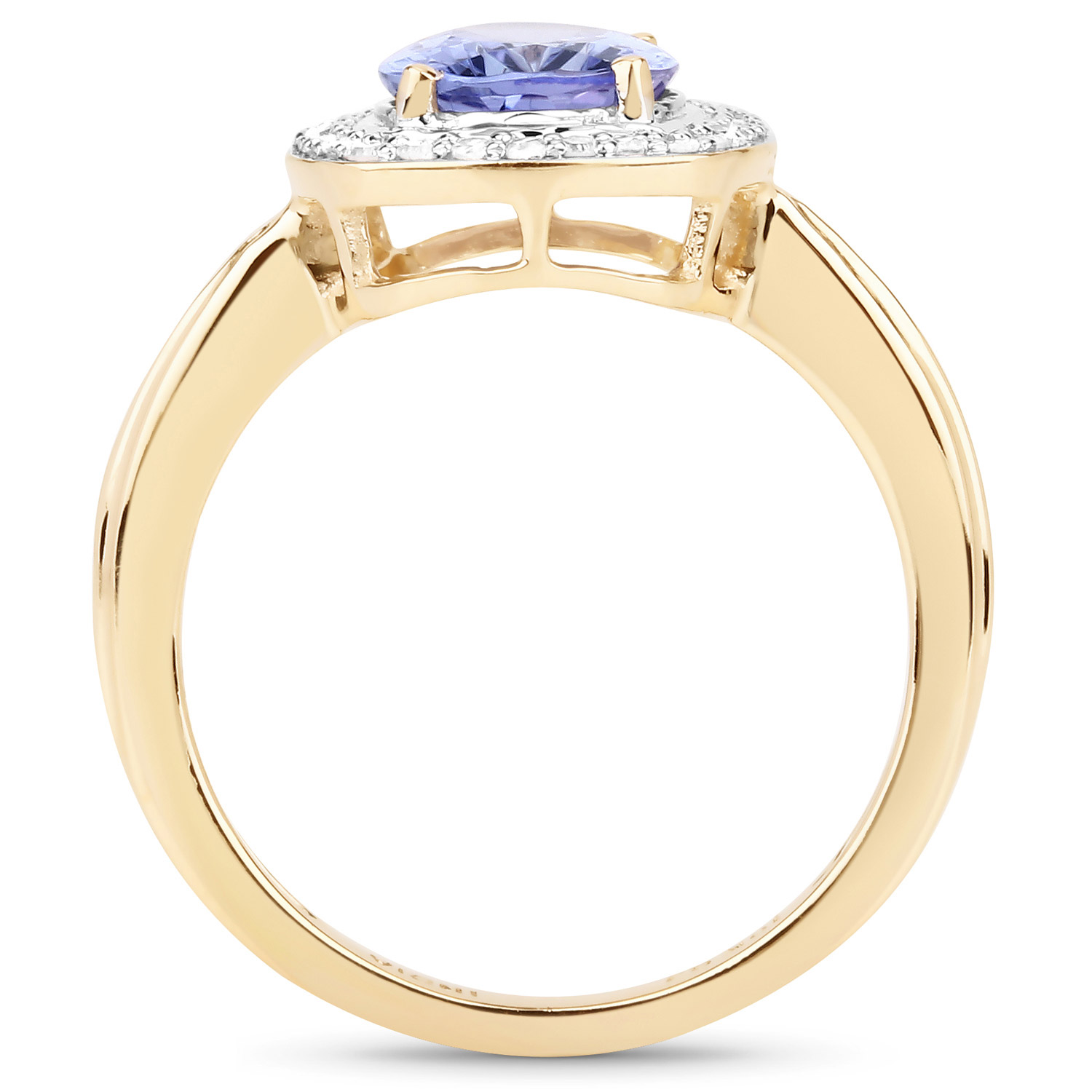 2.05 Carat Genuine Tanzanite and White Diamond 10K Yellow Gold Ring