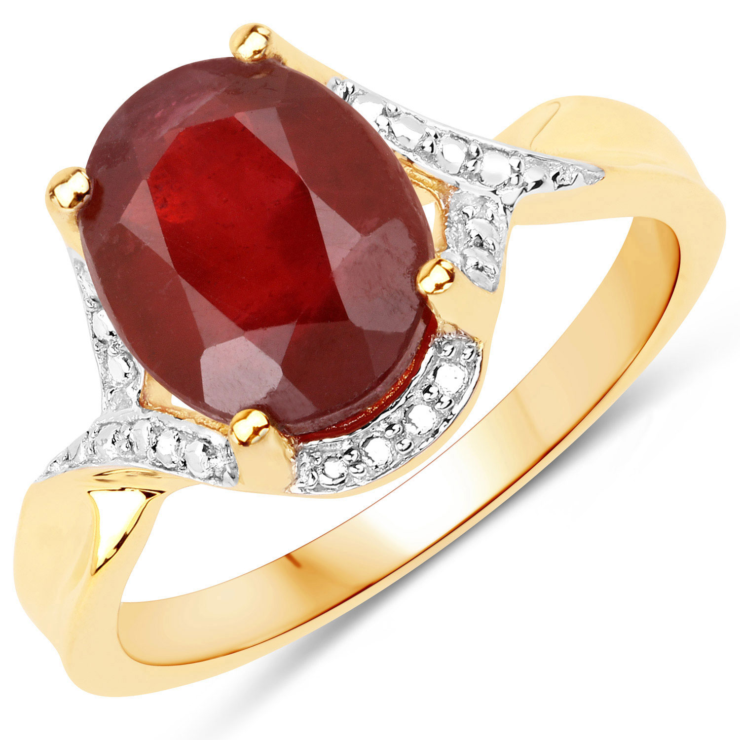 4.00 Carat Glass Filled Ruby .925 Sterling Silver Ring