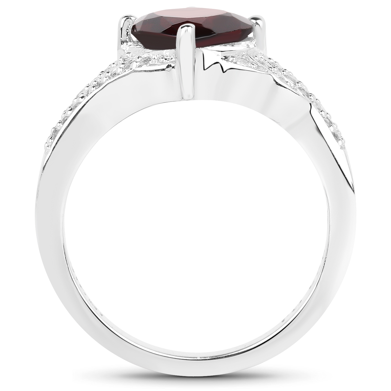 1.67 Carat Genuine Garnet and White Topaz .925 Sterling Silver Ring