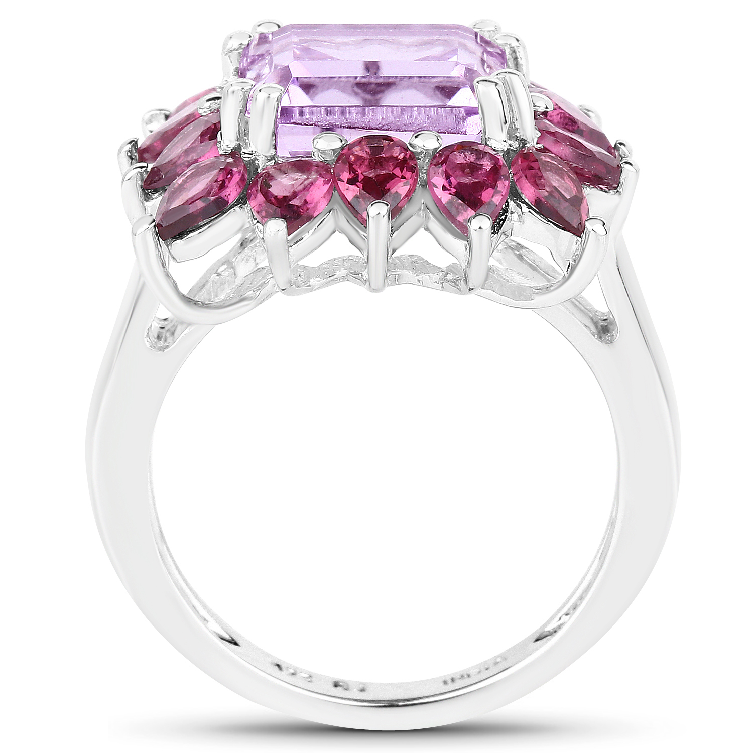 6.80 Carat Genuine Pink Amethyst and Rhodolite .925 Sterling Silver Ring