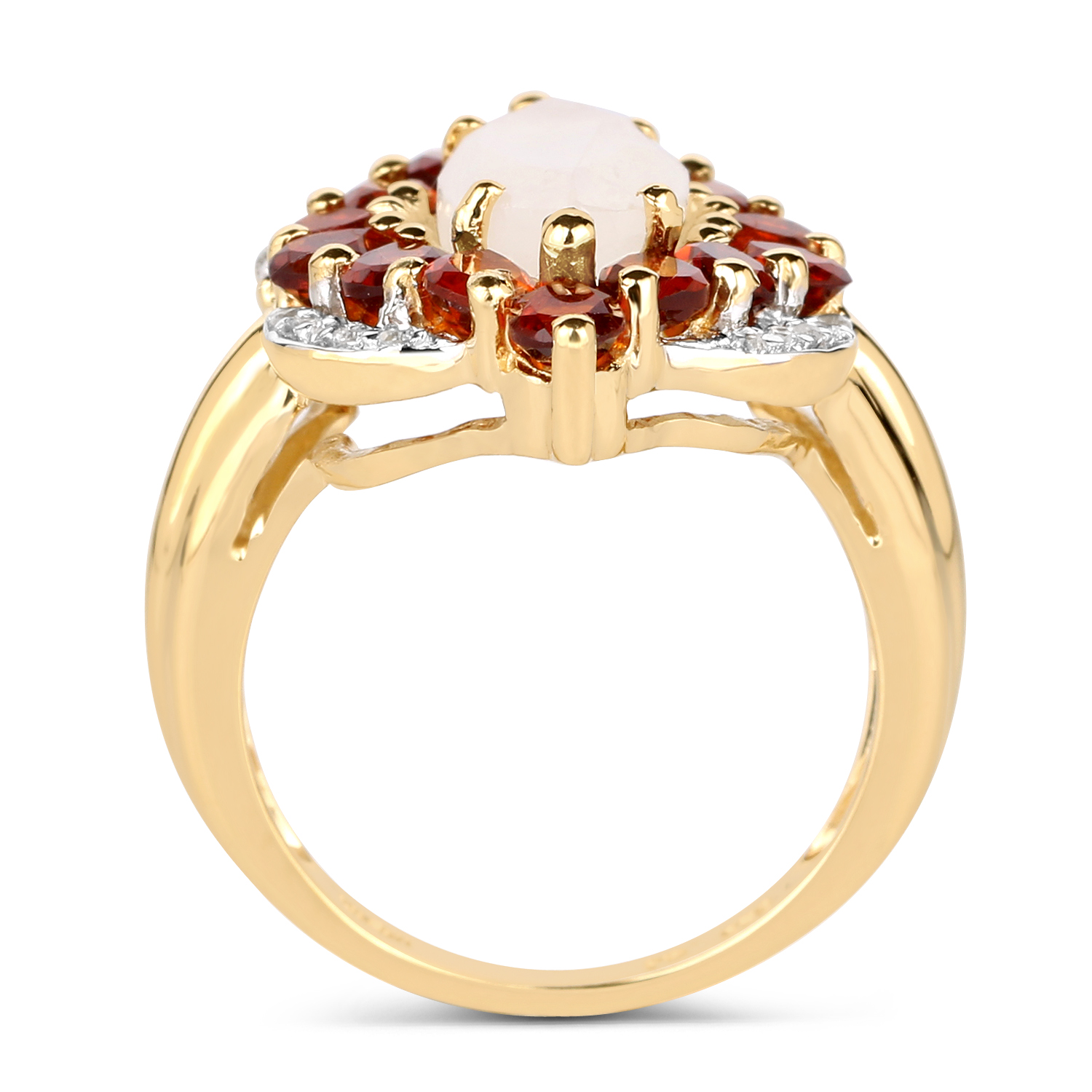 14K Yellow Gold Plated 4.54 Carat Genuine Rainbow, Citrine and White Topaz .925 Sterling Silver Ring