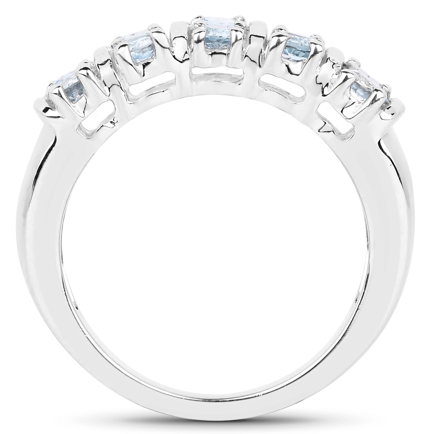 1.28 Carat Genuine Blue Topaz & White Topaz .925 Sterling Silver Ring