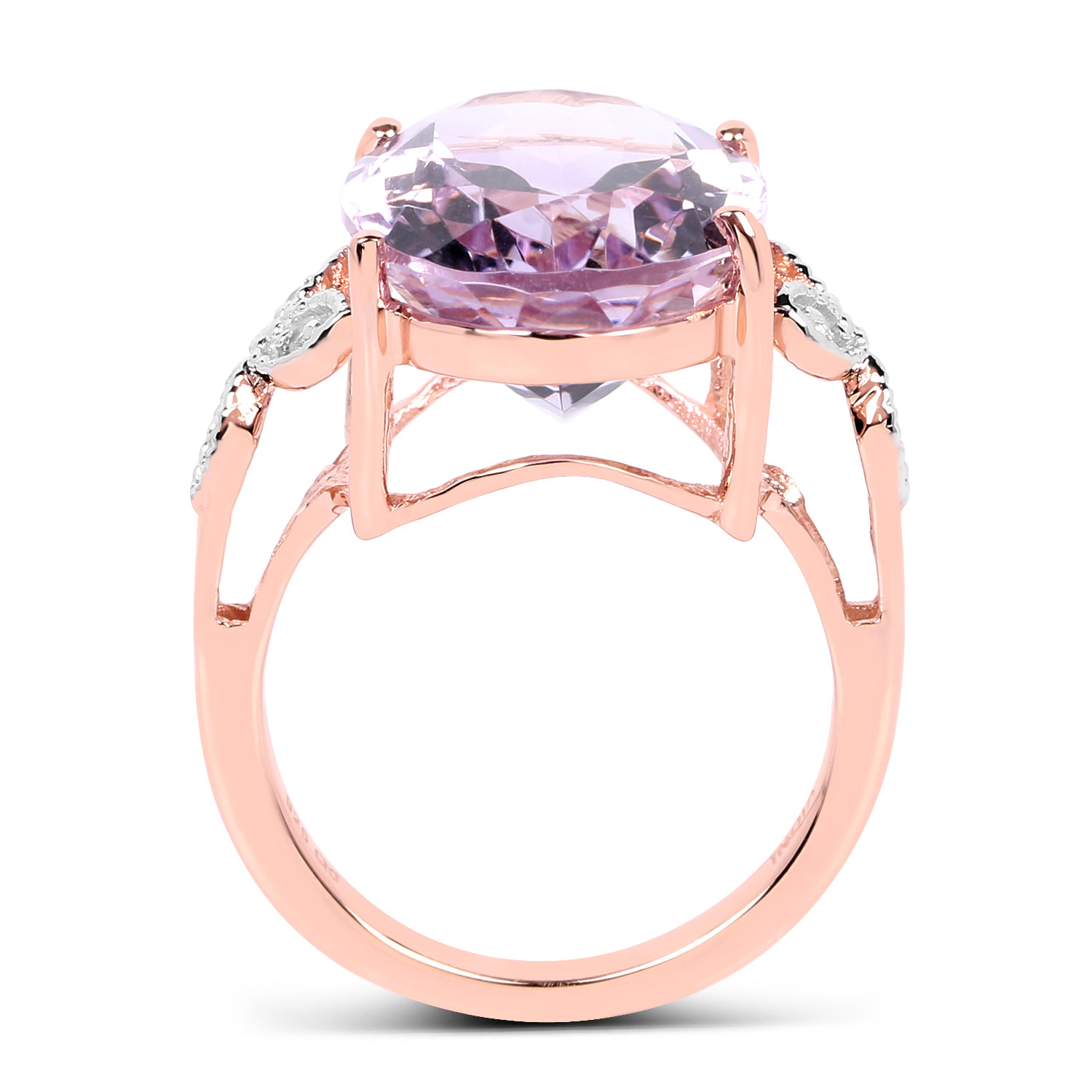 10.54 Carat Genuine Pink Amethyst and White Topaz .925 Sterling Silver Ring