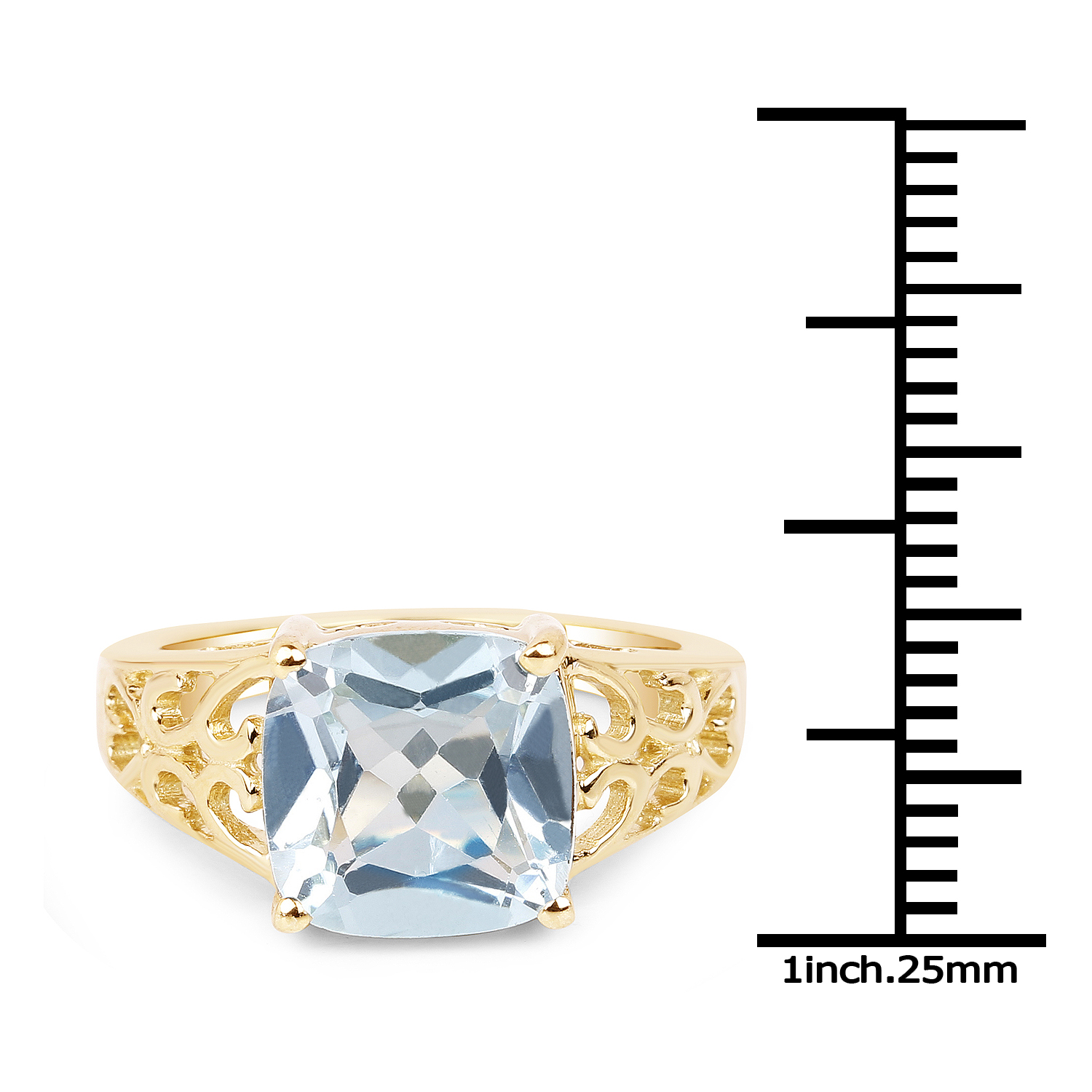 14K Yellow Gold Plated 4.45 Carat Genuine Blue Topaz .925 Sterling Silver Ring