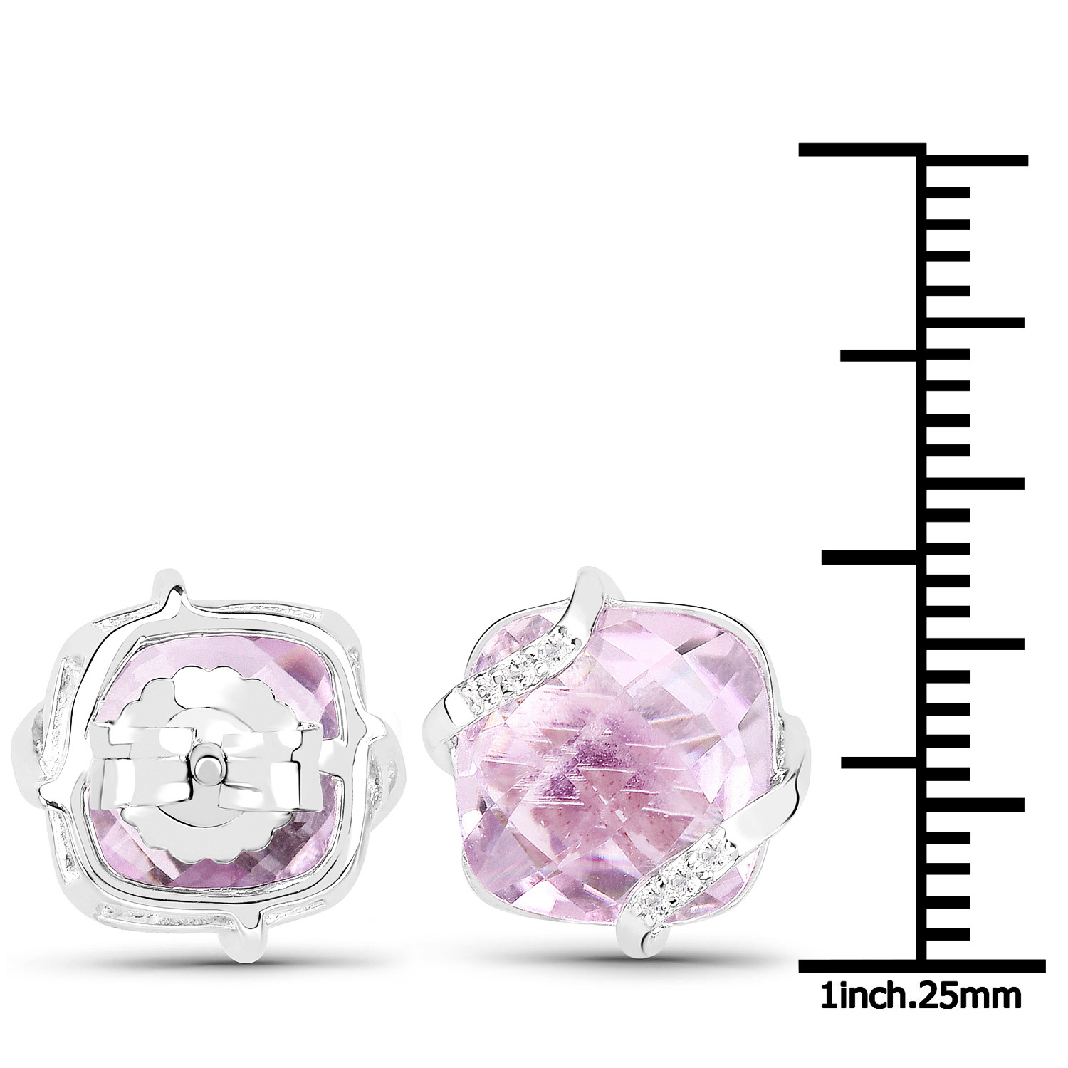 31.22 Carat Genuine Pink Amethyst and White Topaz .925 Sterling Silver 3 Piece Jewelry Set (Ring, Earrings, and Pendant w/ Chain)