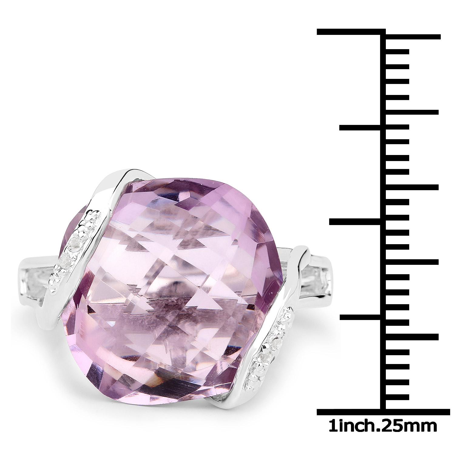 31.22 Carat Genuine Pink Amethyst and White Topaz .925 Sterling Silver 3 Piece Jewelry Set (Ring, Earrings, and Pendant w/ Chain)