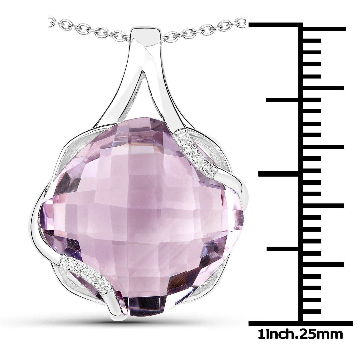 31.22 Carat Genuine Pink Amethyst and White Topaz .925 Sterling Silver 3 Piece Jewelry Set (Ring, Earrings, and Pendant w/ Chain)