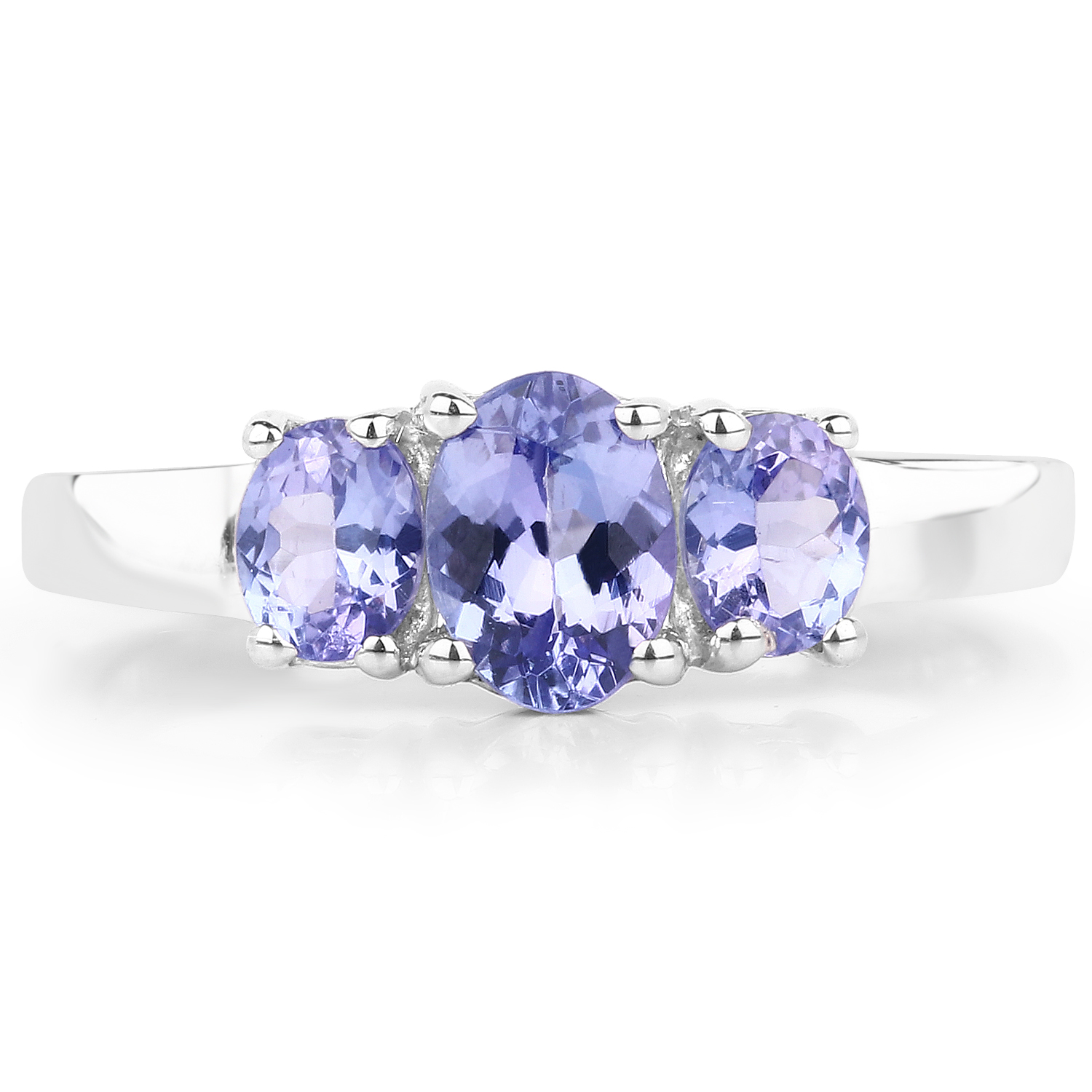 1.41 Carat Genuine Tanzanite .925 Sterling Silver Ring