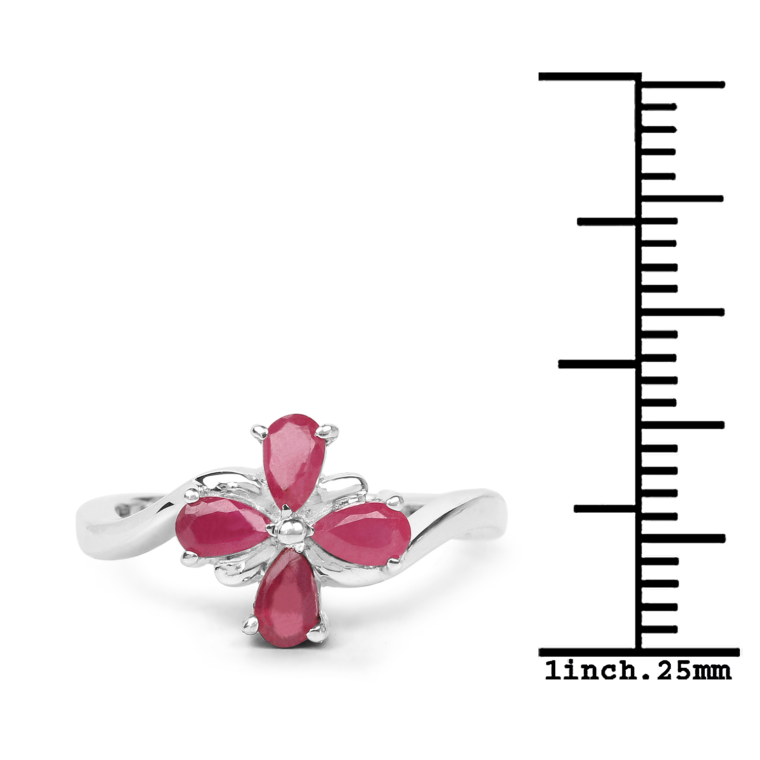 1.00 Carat Genuine Glass Filled Ruby .925 Sterling Silver Ring
