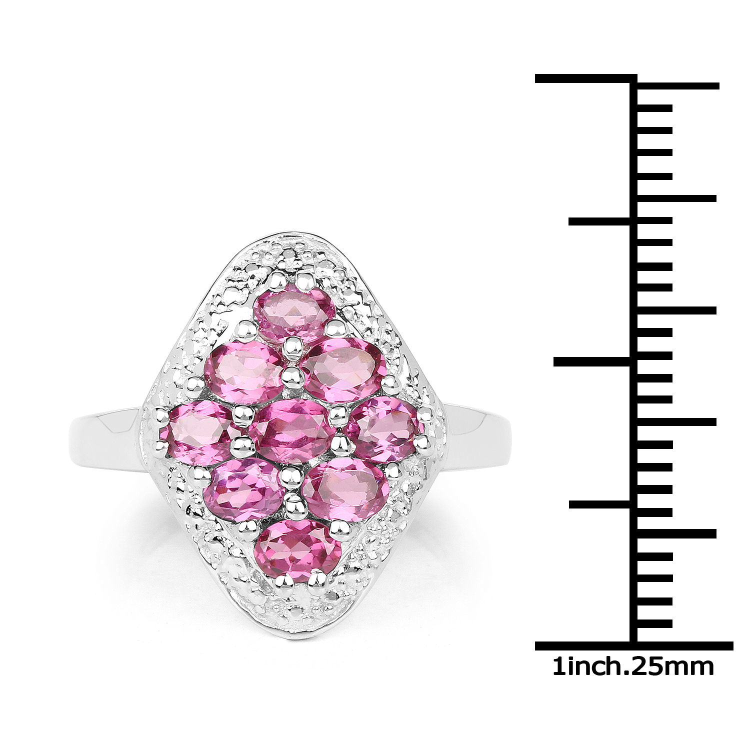 1.89 Carat Genuine Rhodolite .925 Sterling Silver Ring