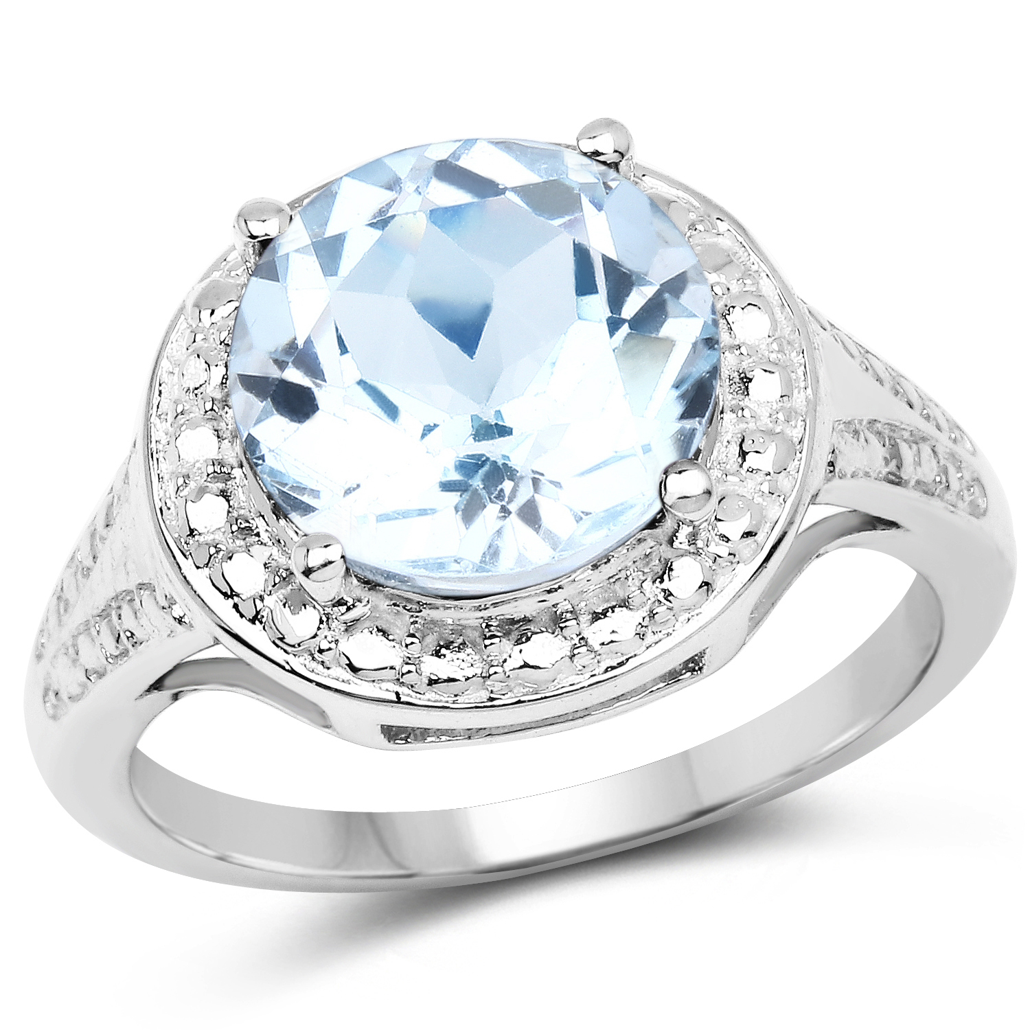 4.00 Carat Genuine Blue Topaz .925 Sterling Silver Ring