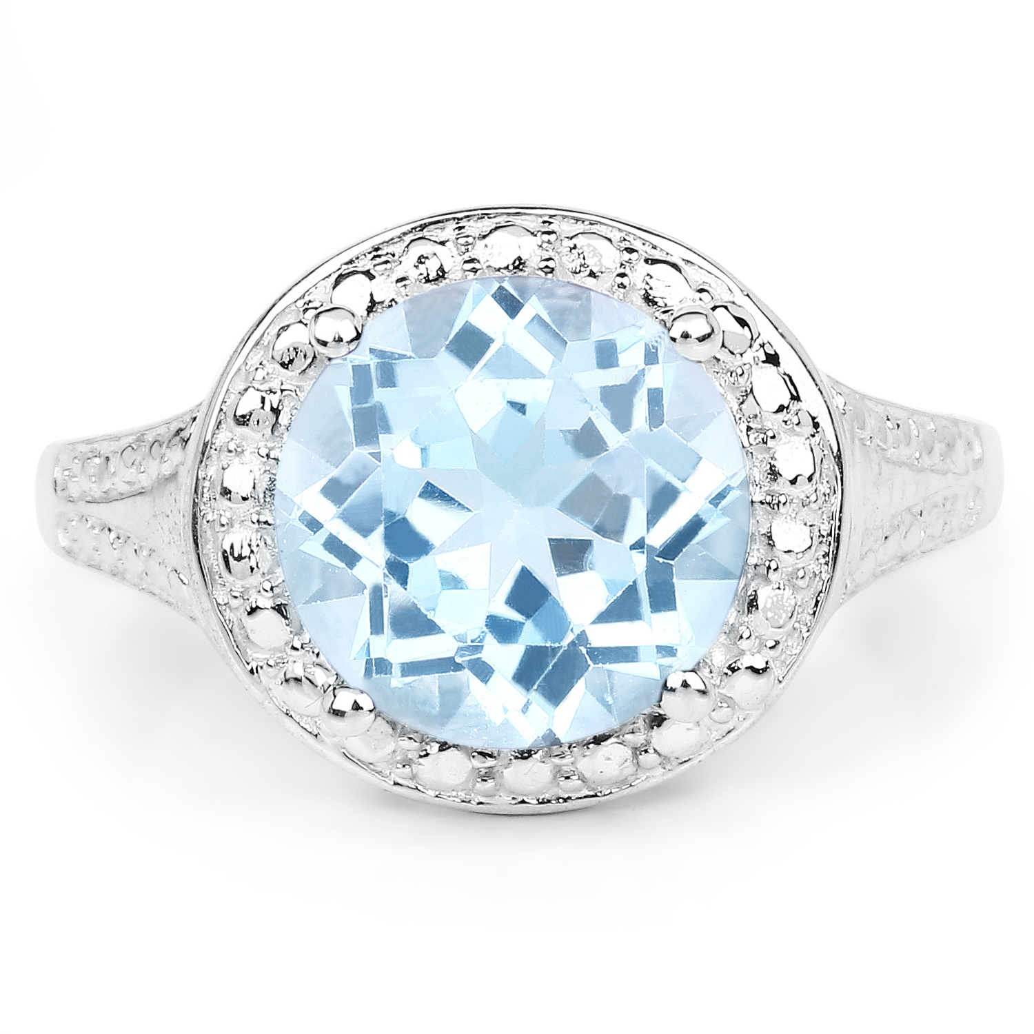 4.00 Carat Genuine Blue Topaz .925 Sterling Silver Ring